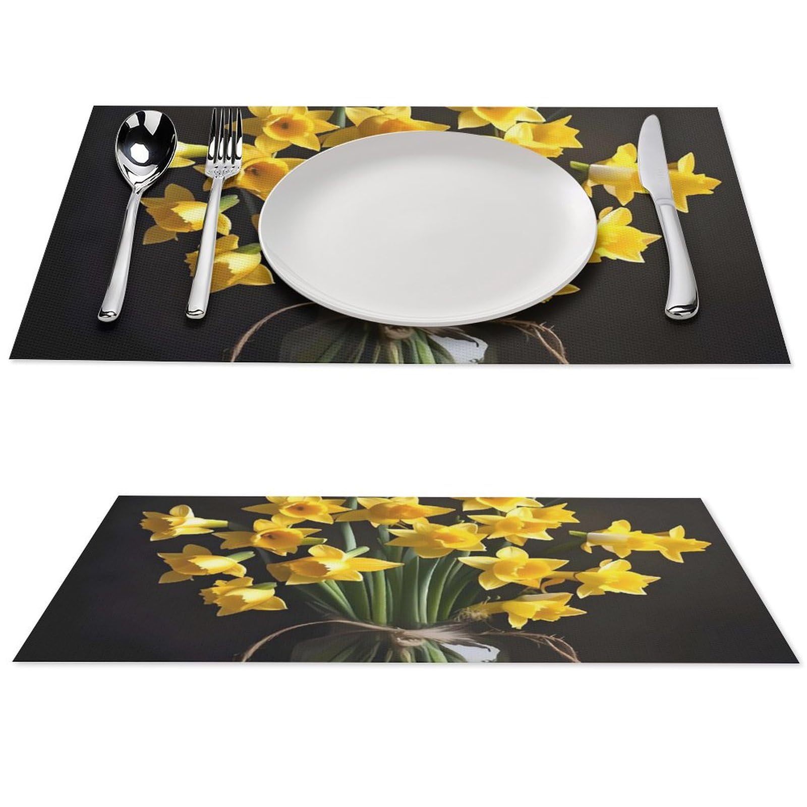 Sets de table antidérapants et résistants à la chaleur motif jonquilles pour repas sans soucis