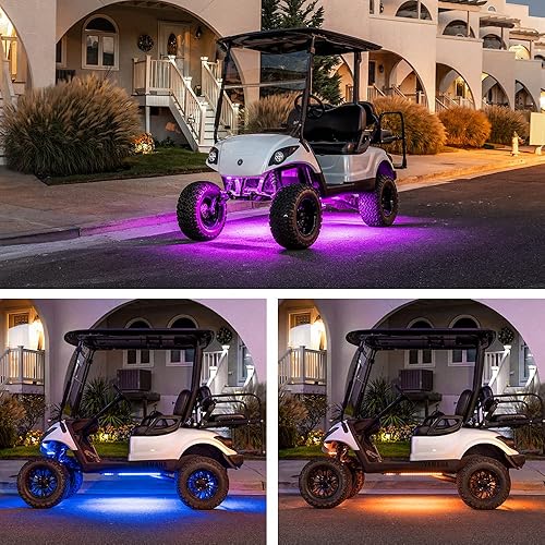 Miniatura 4 de LEDGlow Kit de iluminación de neón para carrito de golf eléctrico de 4 plazas, 4 unidades, LED de millones de colores, 12 V-72 V, compatible con