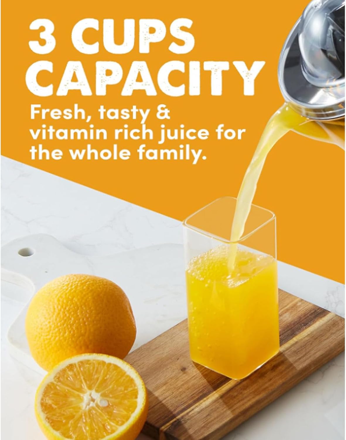 BAFOVY Electric Citrus Juicer Orange Juice Squeezer Extractor 25W 1L Large Capacity with Detachable Dishwasher Safe Parts for Lemon Grapefruit Home Use
