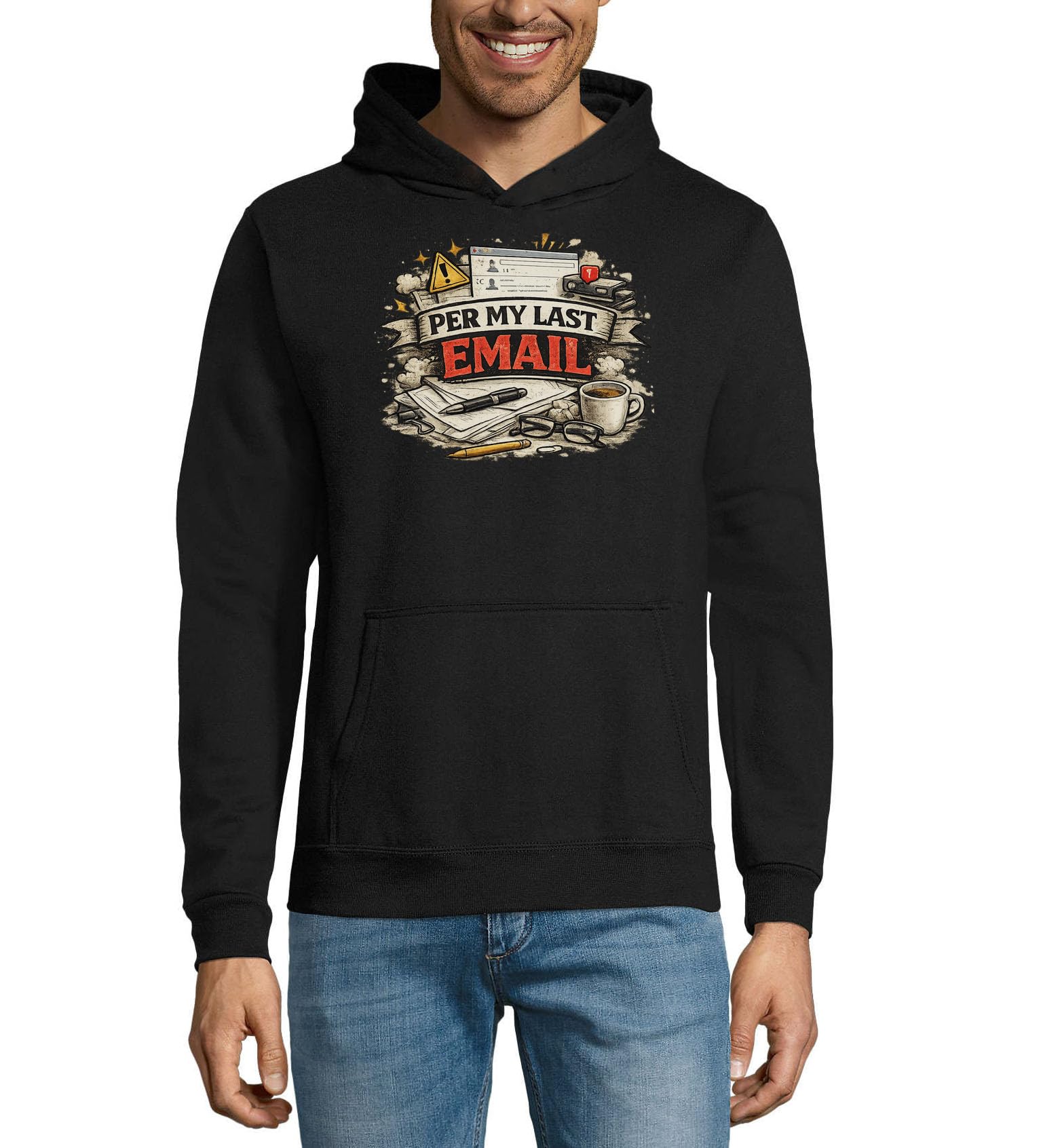 Komunikacja i praca biurowa ilustracja unisex mieszanka bawełny bluza z kapturem bluza z kapturem czarna