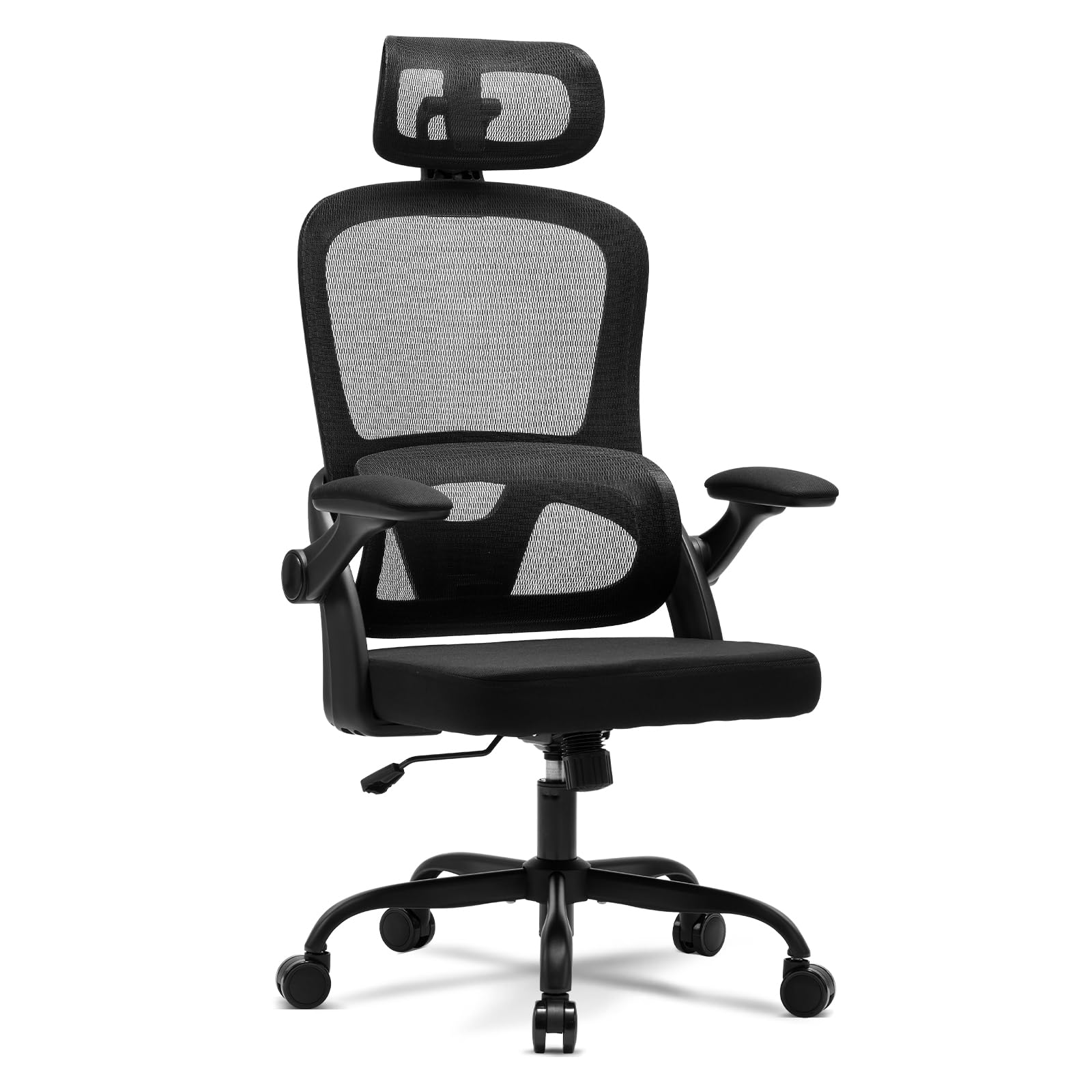 Magic Life Silla de Oficina Ergonómica con Soporte Lumbar, Asiento de Malla Rebotante, Respaldo Transpirable y Reposabrazos 3D, Altura Ajustable para Oficina en Casa (Negro)