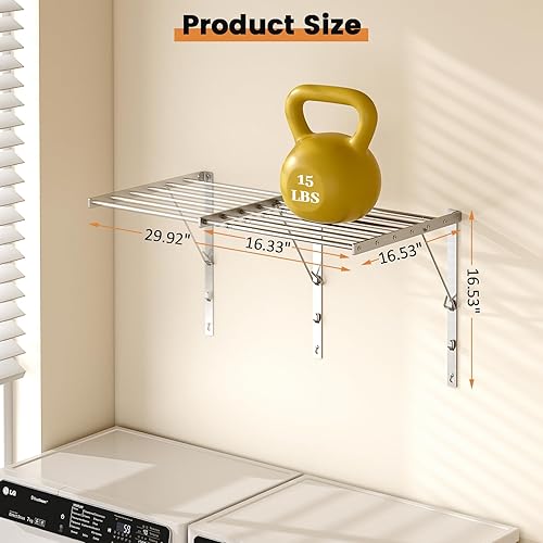 Miniatura 5 de Estante de secado de ropa montado en la pared, estante retráctil de secado de ropa de 29.92 pulgadas, estante plegable para ropa interior con 6