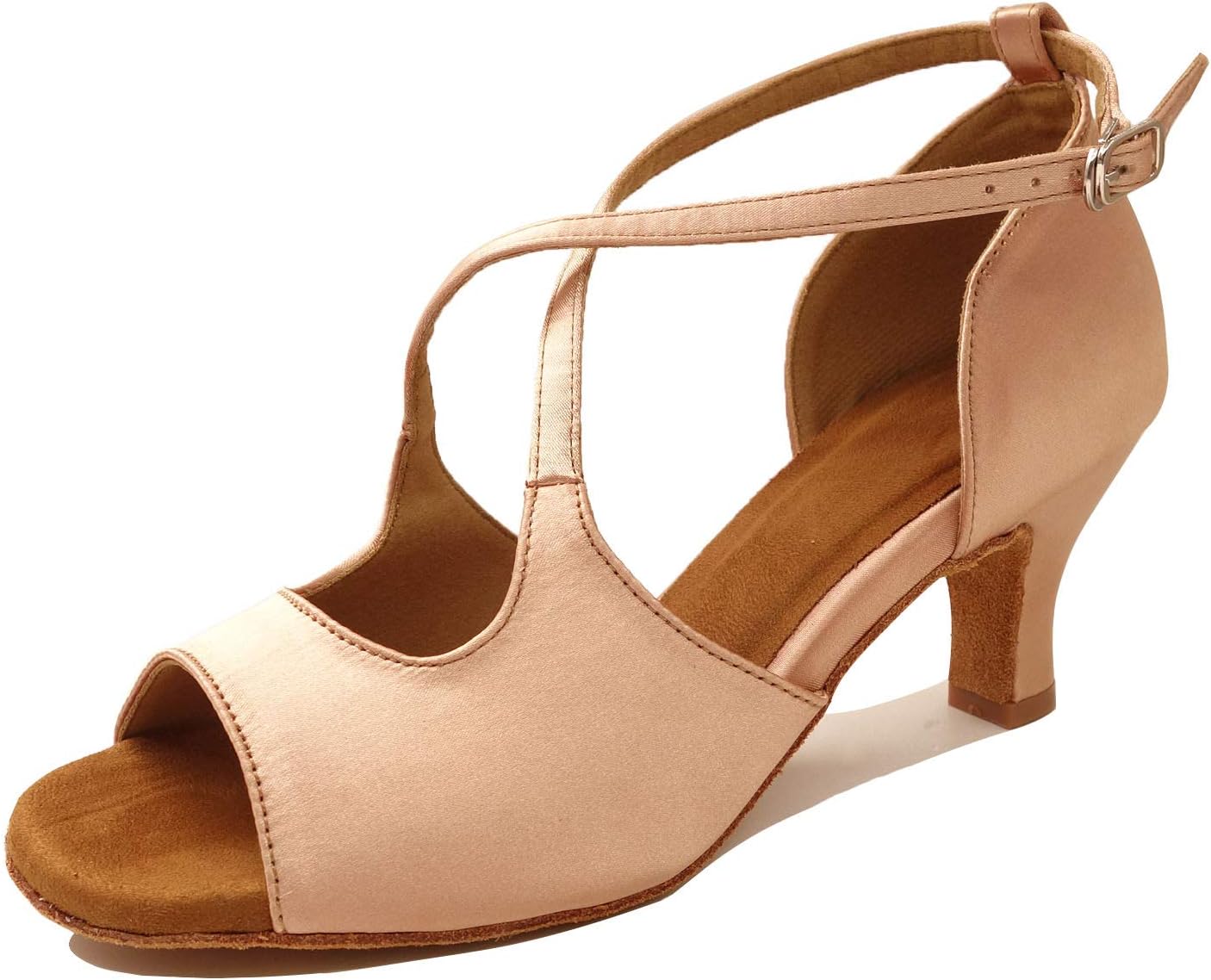 Indoor Dance Shoes Women for Latin Ballroom Salsa Floral Satin 3" 2.5" 2" Heel