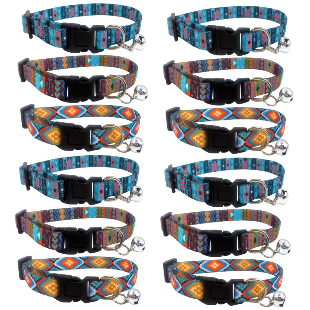 minkissy Lot de 12 Colliers décoratifs pour Chaton - Collier d'extérieur pour Chat - Collier pour Chat - Cloches pour Chiens de Taille - Résistant à l'usure - Collier en Polyester avec