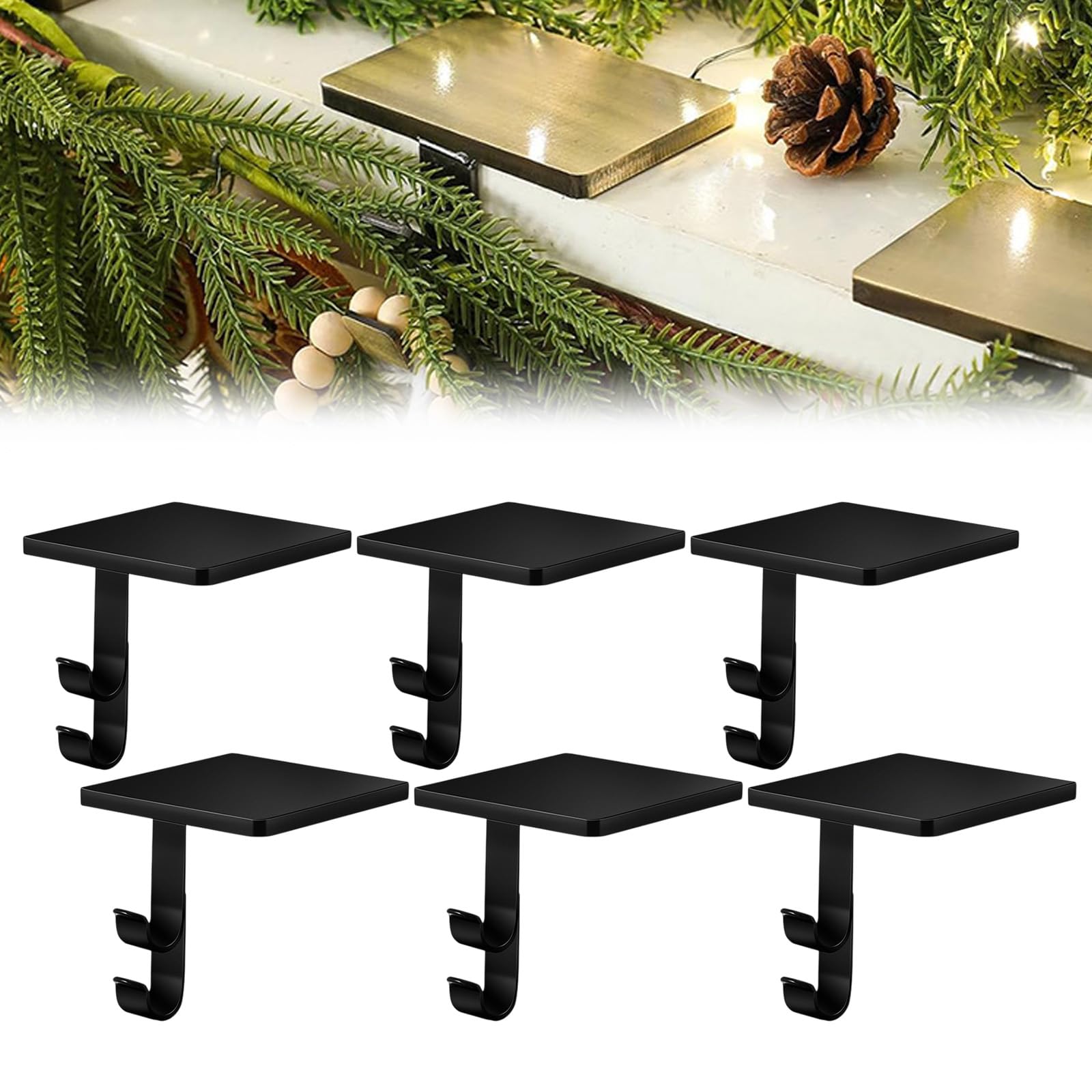6pcs Nuevo Soporte 2 en 1 para Medias NavideñAs Resistentes para Repisa