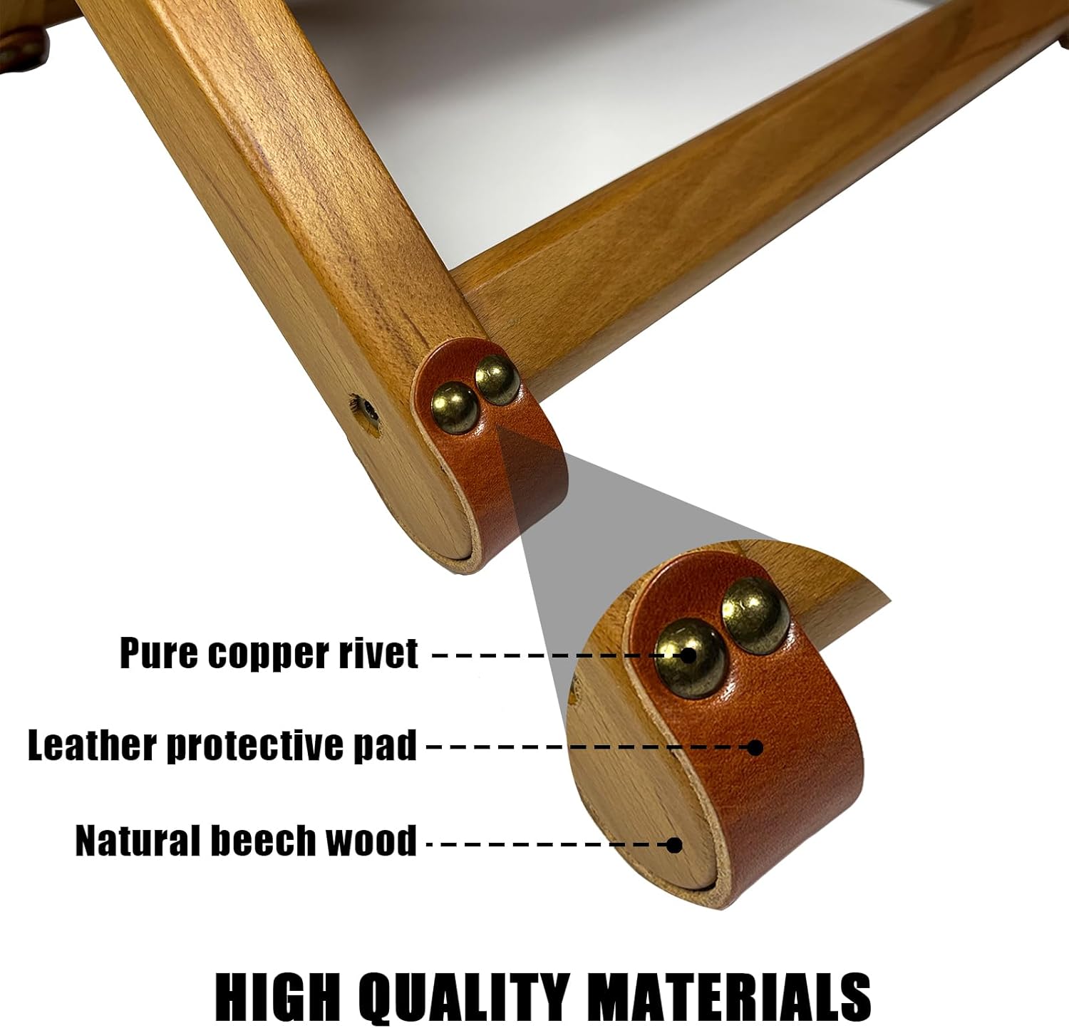 Foldable Leather Stool, Portable Beech Wood Artist Folding Stool, Italian Top Vegetable Tanned Leather Seat, Home Fashion Genuine Leathers Director’s Stools for Home Outdoor Camping Fishing