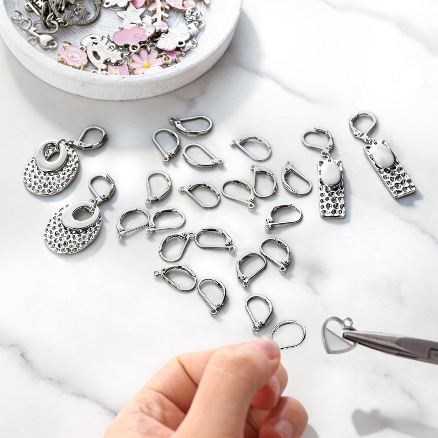 20 PCS Hypoallergenic Leverback Earring Hooks for Jewelry Making Supplies with Loop for DIY Dangle Earring Making