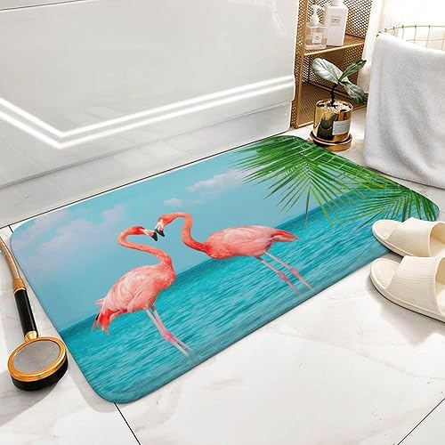 Miniatura 5 de Alfombra de flamenco con palmera, antideslizante, vintage, lavable, para interiores, cocina, pasillo, baño, hogar, oficina, sala de estar, 24 x 16