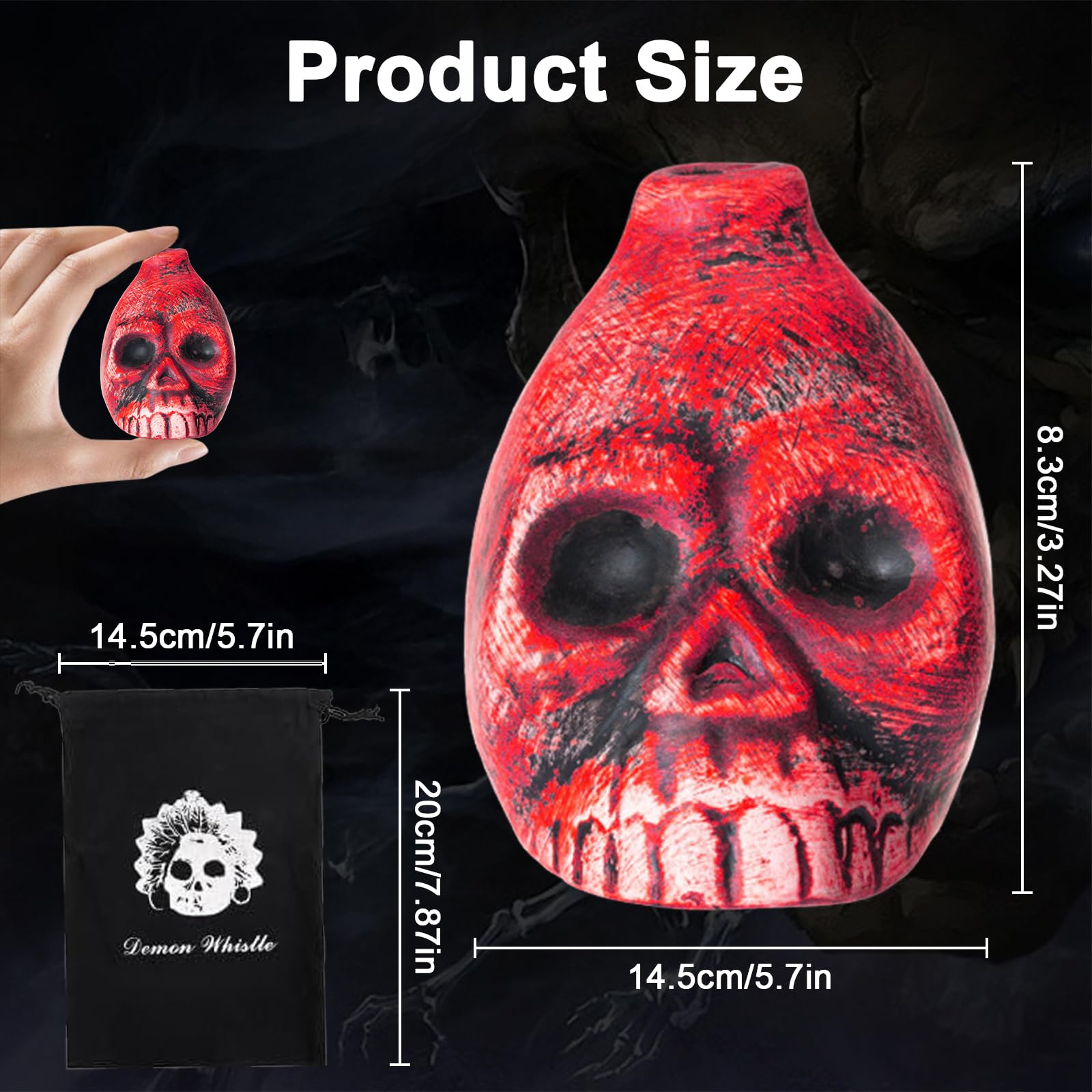 JIMACRO Aztecki gwizdek śmierci, 125+Db Aztec Śmierć Whistle z Borsą, Aztec Gwizdek Śmierci per Festa Prezent na Halloween (pomarańczowy)