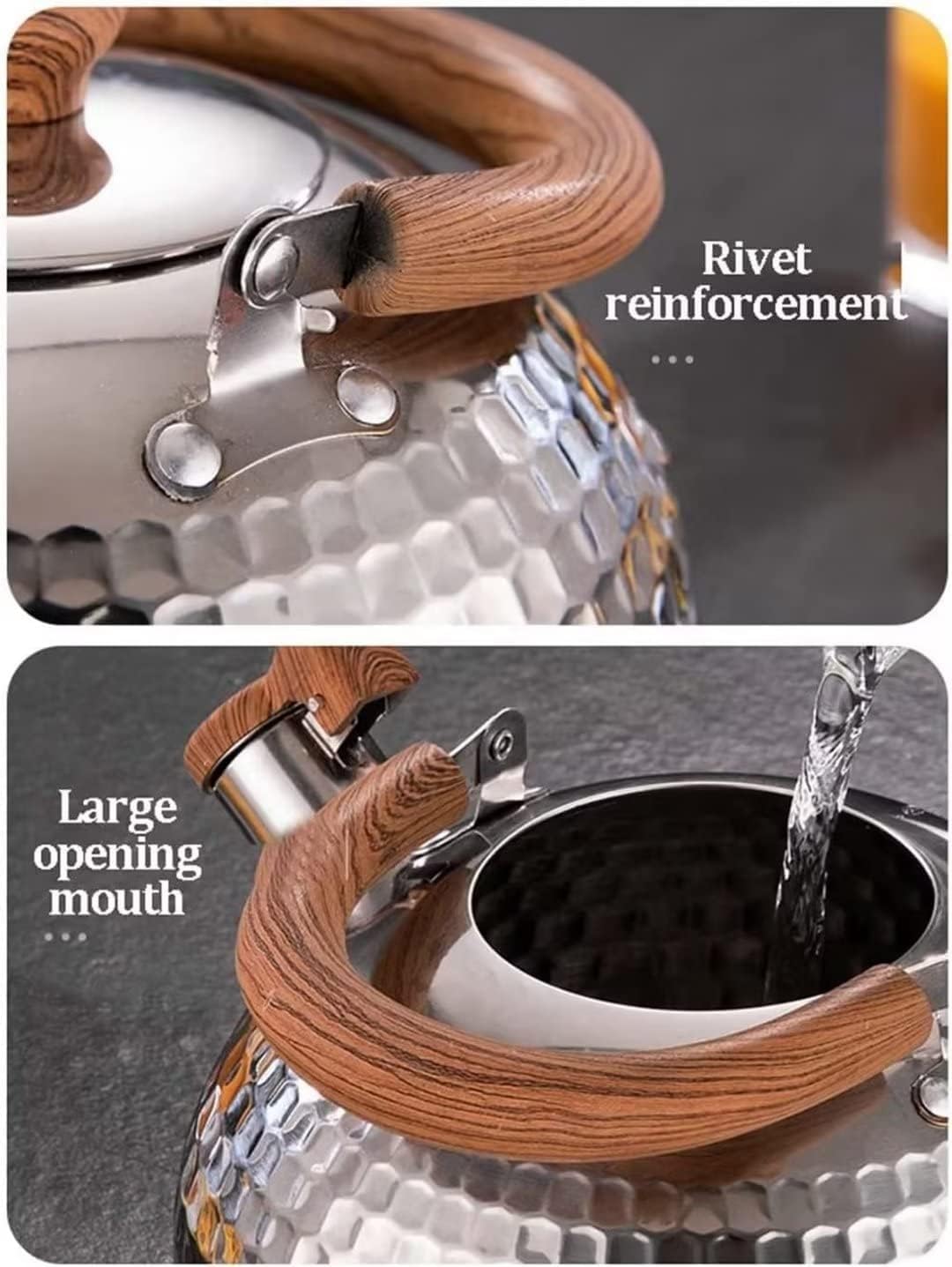 Stove Top Kettle Stainless Steel Tea Kettle Whistle Teapot Anti-Scald Handle for Gas Stove Induction Cooker Stovetop Kettle for Kitchen,2L