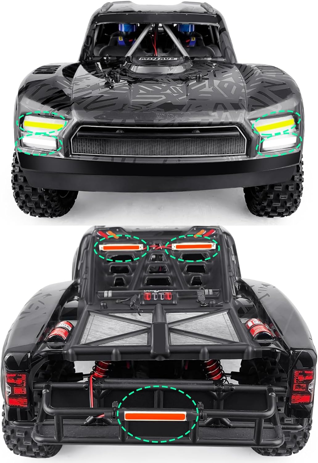 RC Car Light Bar Kit - LED Headlight & Taillight - Compatible with 1/7 ARRMA Mojave 6S EXB