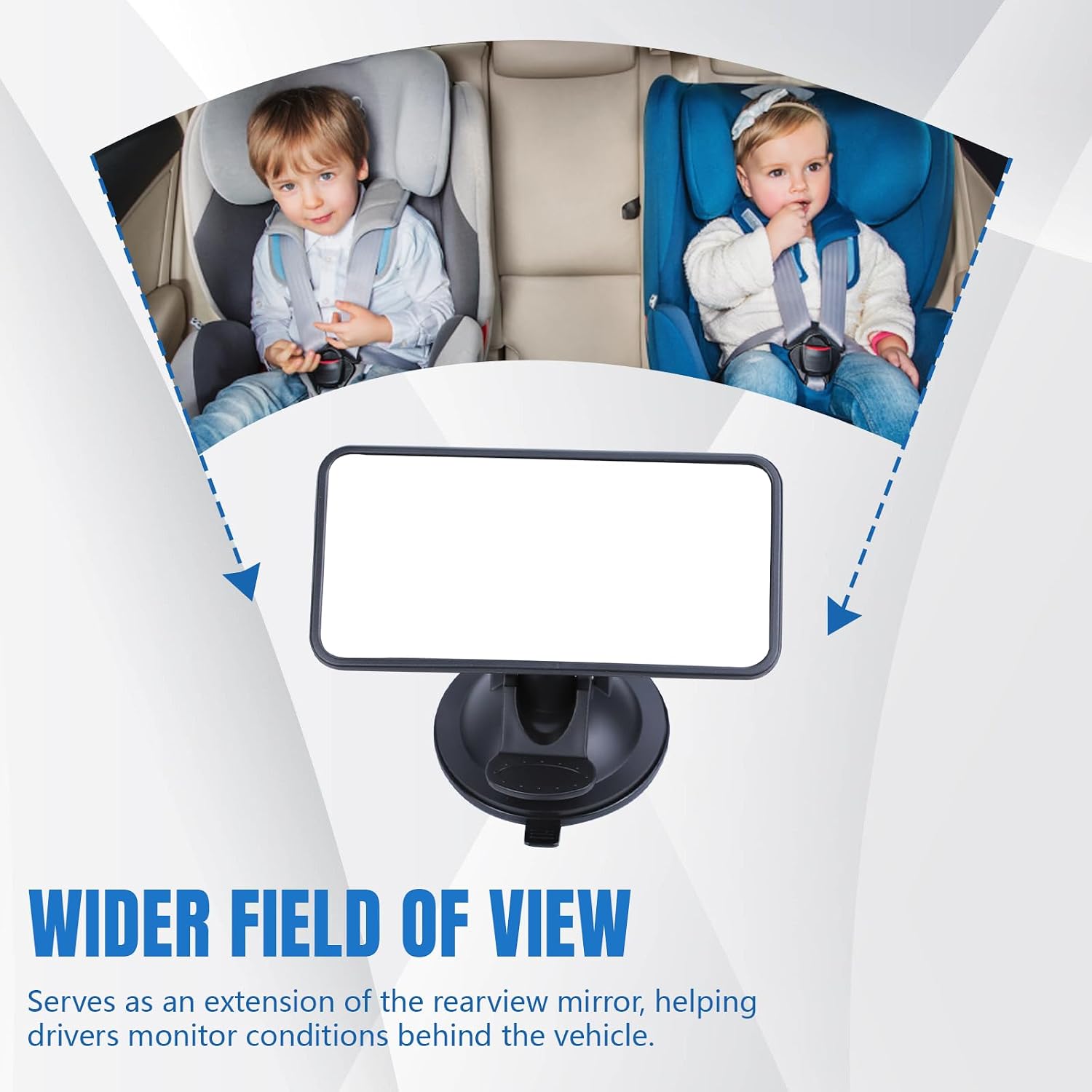 Baby Car Mirror with Suction Cup, 4.4"×2" Rectangular HD Glass Interior Rear View Mirror, 360° Rotation Adjustable Baby Rear Facing Mirrors for Windshield, Universal Car Accessories