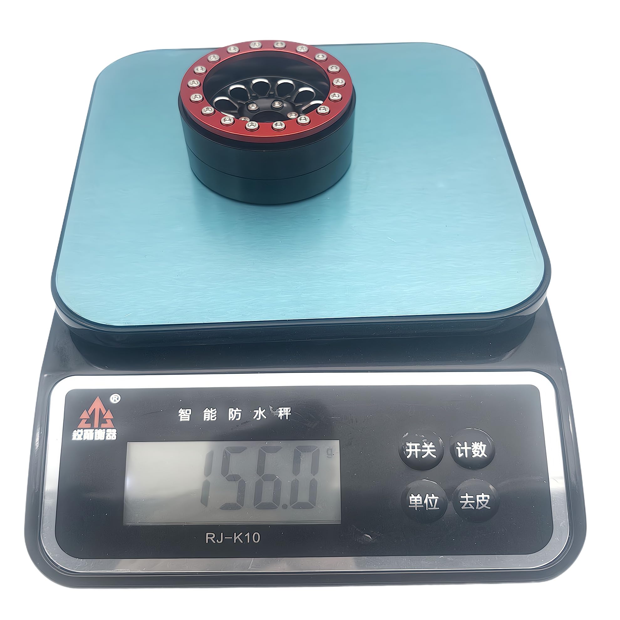 TxXrcss 156g Super Heavy Duty RC 1.9 Beadlock Wheels Offsets -6mm Rims Hex 12mm Wheel for TRX4 TRX6 SCX10 Gen8 1/10 RC Crawler Remote Control Car Upgrades Accessories (Black & Red)