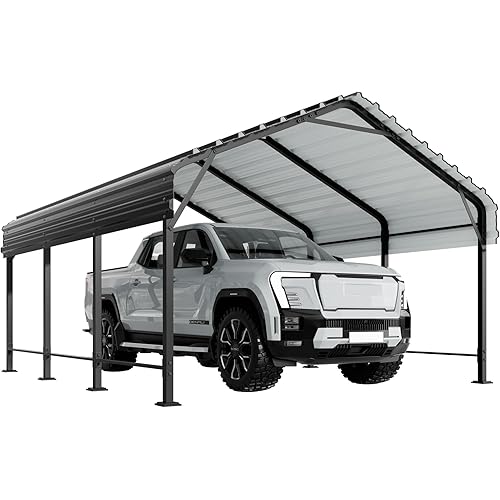 Shintenchi 12x15 FT Carport,Metal Carport with Enhanced Base, Oversized Garage Outdoor Galvanized Shelter,Heavy Duty Carports Canopy for Cars,Boats and Tractors