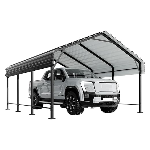 Shintenchi 12x15 FT Carport,Metal Carport with Enhanced Base, Oversized Garage Outdoor Galvanized Shelter,Heavy Duty Carports Canopy for Cars,Boats and Tractors