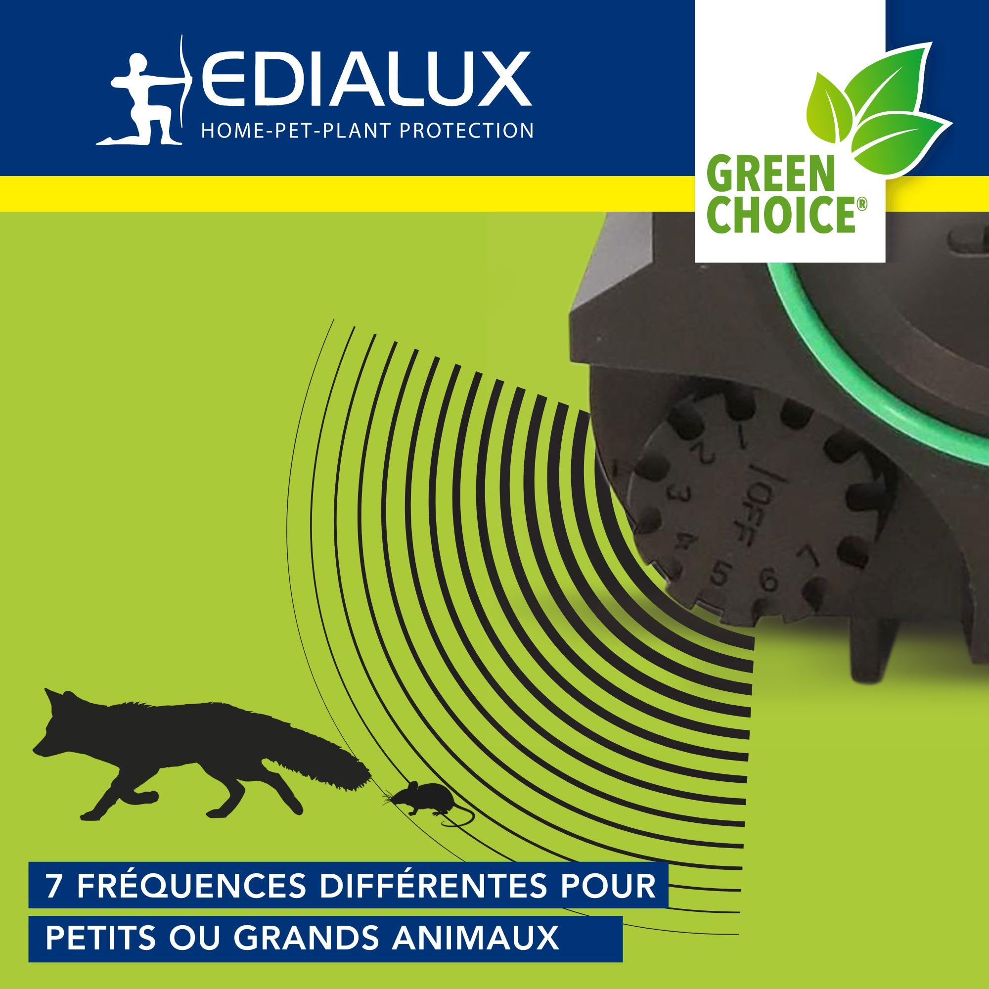 Edialux Repulsif Animaux Ultrason extérieur avec Flash LED détection de Mouvement fréquences réglables Couverture 200 m2 IP44 résistant aux intempéries