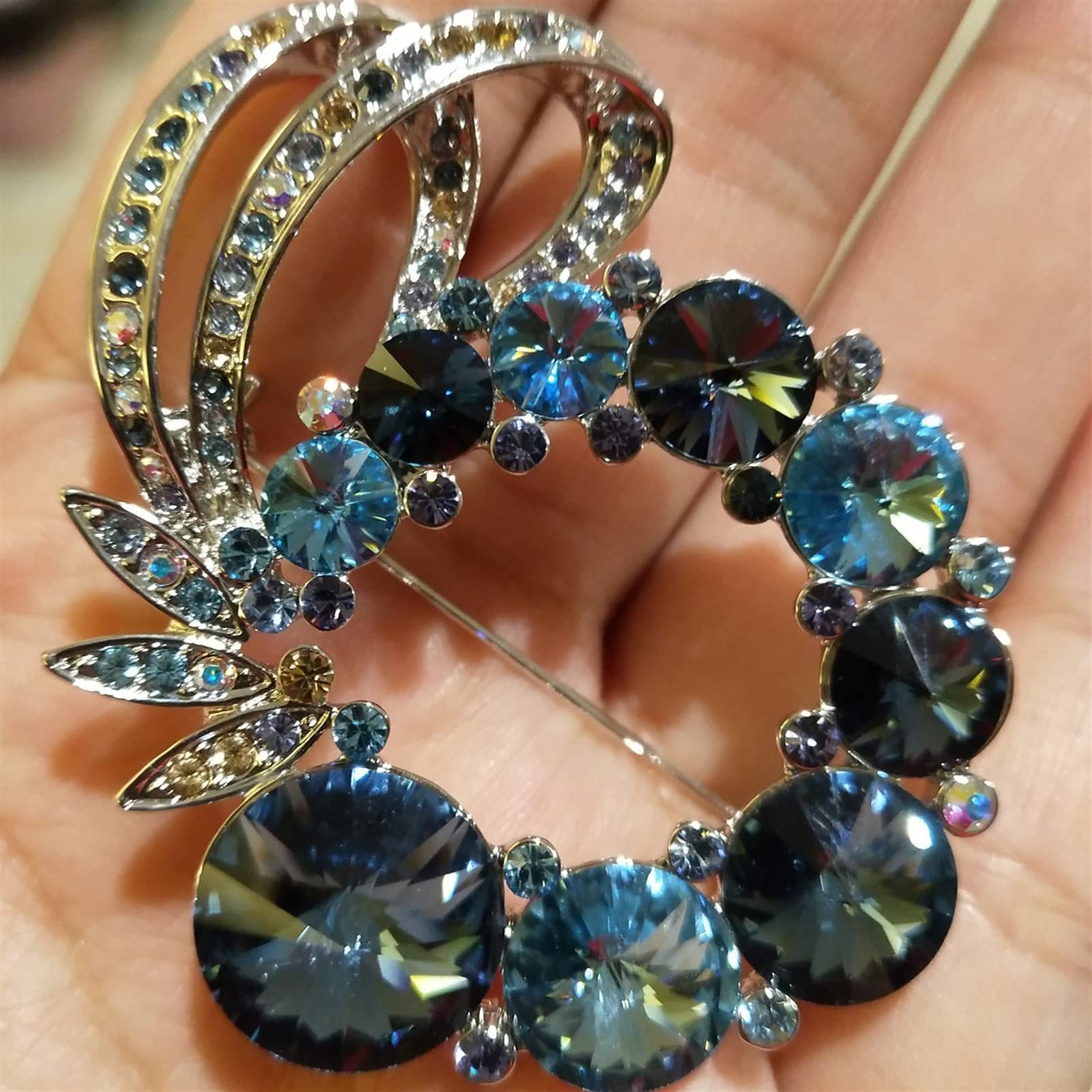 RAN-Brooch Kristallbrosche Bunte Kreis Kranz Brosche Weibliche Mantelbrosche voller Strasssteine ​​Pin Zubehör