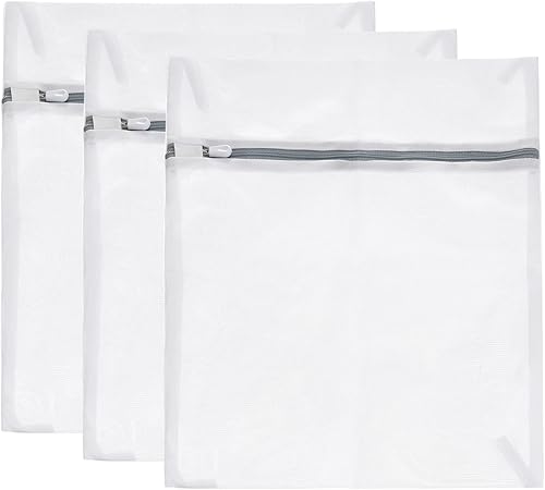 uxcell Bolsas de malla para lavandería, 3 piezas de 9.1 x 11.8 pulgadas, bolsa de malla fina para almacenamiento de viaje con cremallera para ropa
