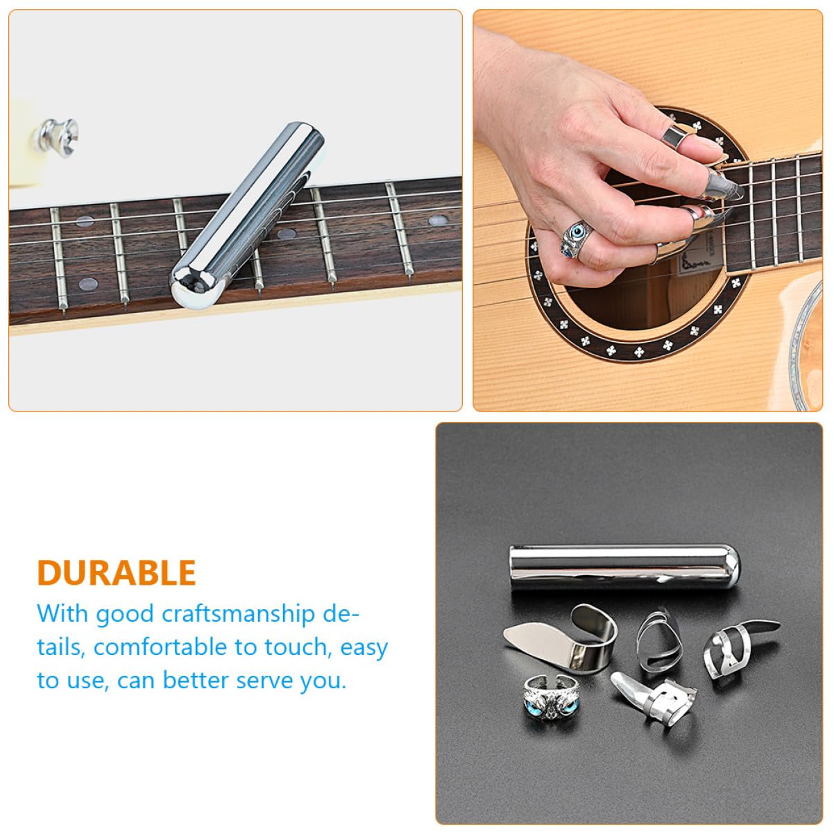 Toyvian 2sätze Metall-gitarrentonbarren Und Fingerpick-schutz Zubehör Für Musiker Langlebig Und Design Für Gitarrenspieler