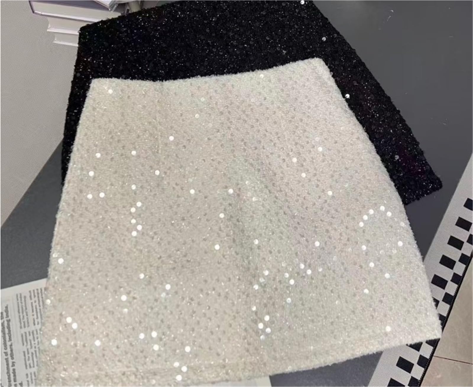 Gonna Mezza Corta con Paillettes Autunno Inverno Alta Gonna Corta da Donna Club Slim minigonne avvolgenti for Vacanze