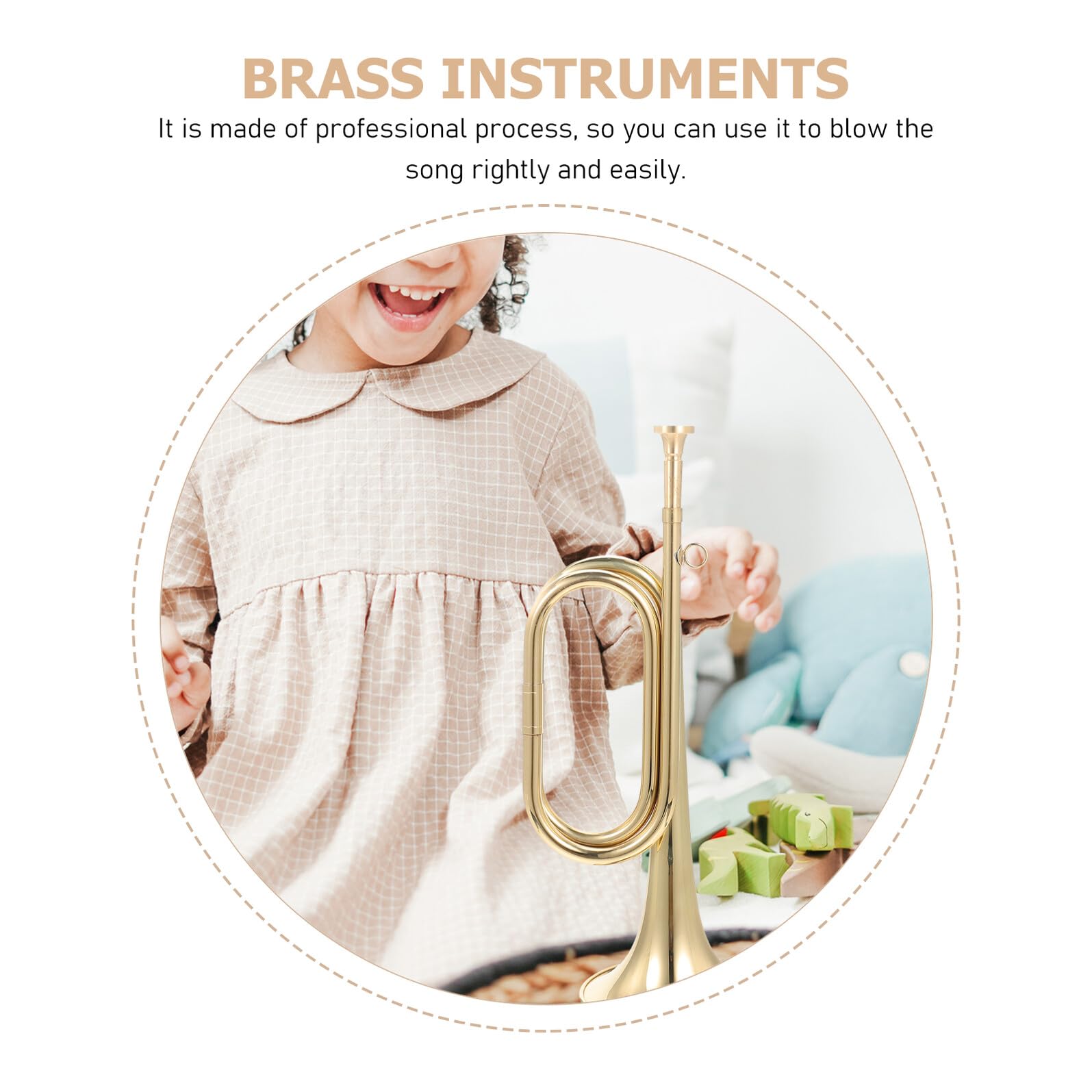Cabilock Tromba Bugle in Rame Dorato per Principianti Strumento Musicale Fiato per Banda Militare e Orchestra Finitura Lucida Antiruggine per Apprendimento Veloce e Uso Professionale