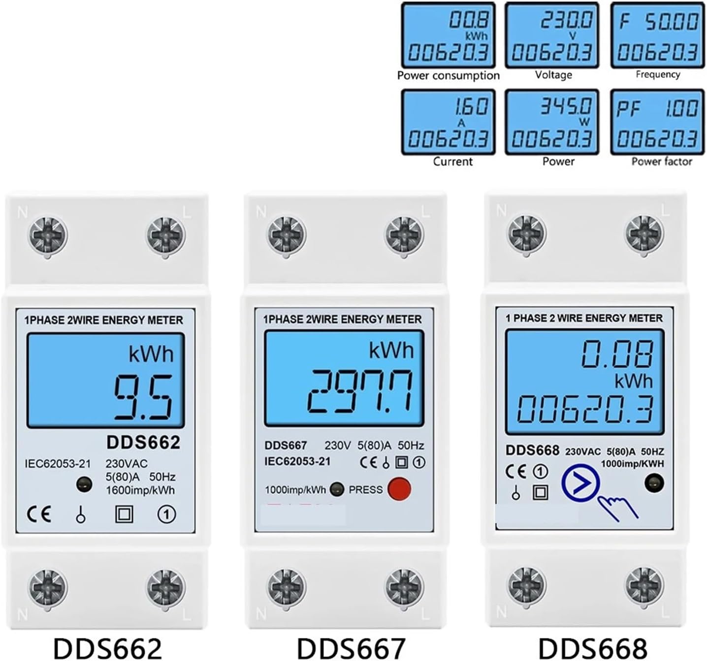 DDS662 display showing various electrical parameters