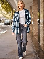 Vista 5 de AUTOMET Womens Casual Plaid Shacket Button Down Long Sleeve Shirts