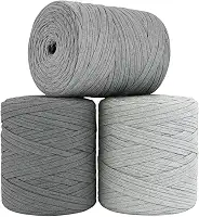 SYMEON Fio de Malha 1kg Ecologico Residual 140m Artesanato Crochê (Tons de cinza)