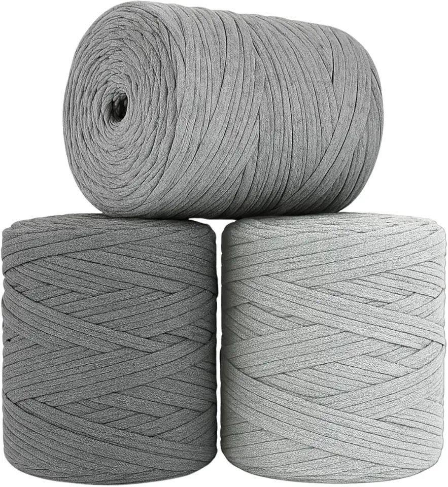 SYMEON Fio de Malha 1kg Ecologico Residual 140m Artesanato Crochê (Tons de cinza)