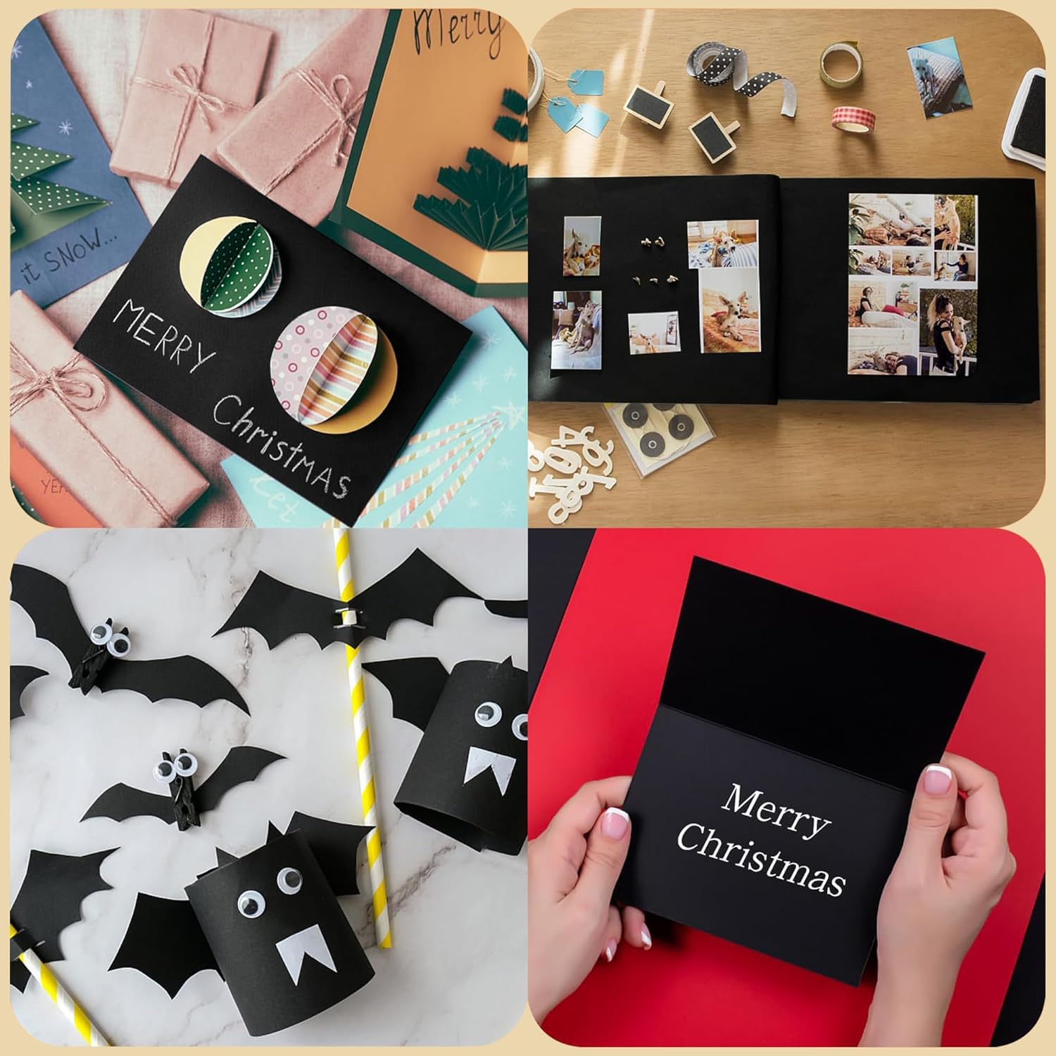 50 Fogli Cartoncino Nero – 250 G/m² – 21,6x27,9 Cm – Per Scrapbooking, Inviti, Biglietti, Stampa – Carta Pesante