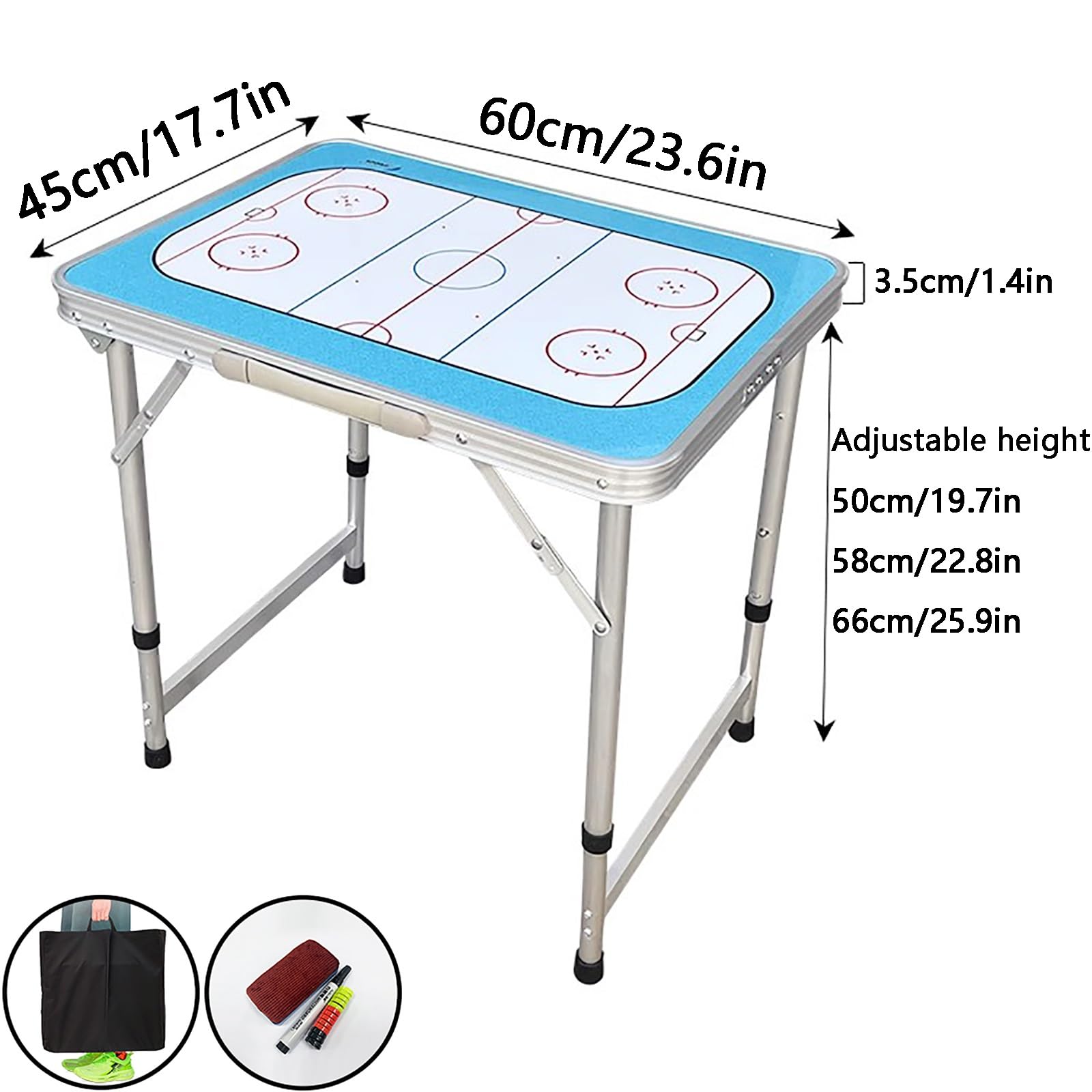 Magnetisches Eishockey-Coaching-Board, Faltbarer Eishockey-Taktiktisch, Höhenverstellbar, Hohe Flexibilität, Leicht zu Schreiben und zu Löschen, Taktische Planung und Präsentation