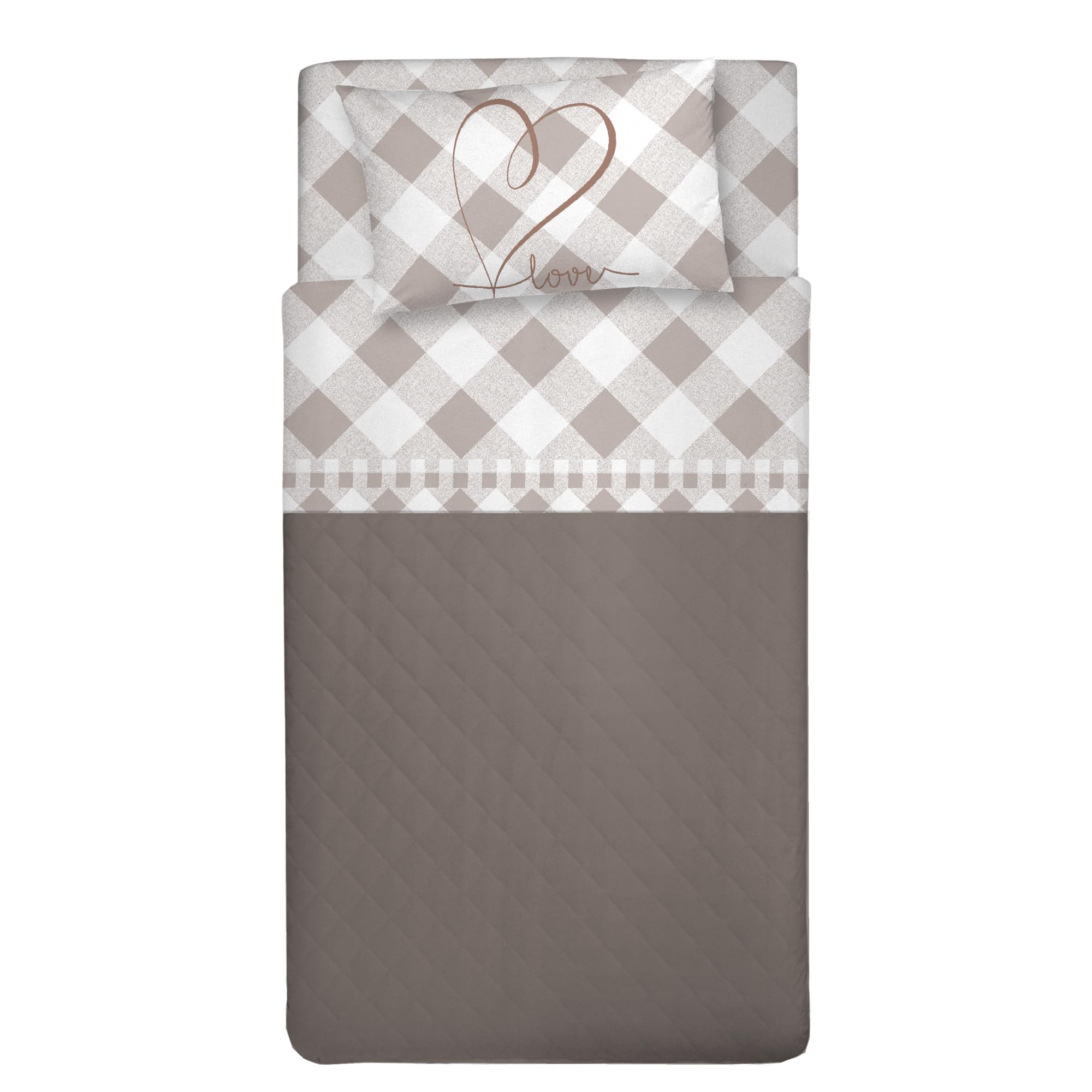 PENSIERI DELICATI 3/4 Bed Sheet Set, 100% Cotton, 120 x 200 cm, Includes Bottom Sheet, Top Sheet and 1 Pillowcase
