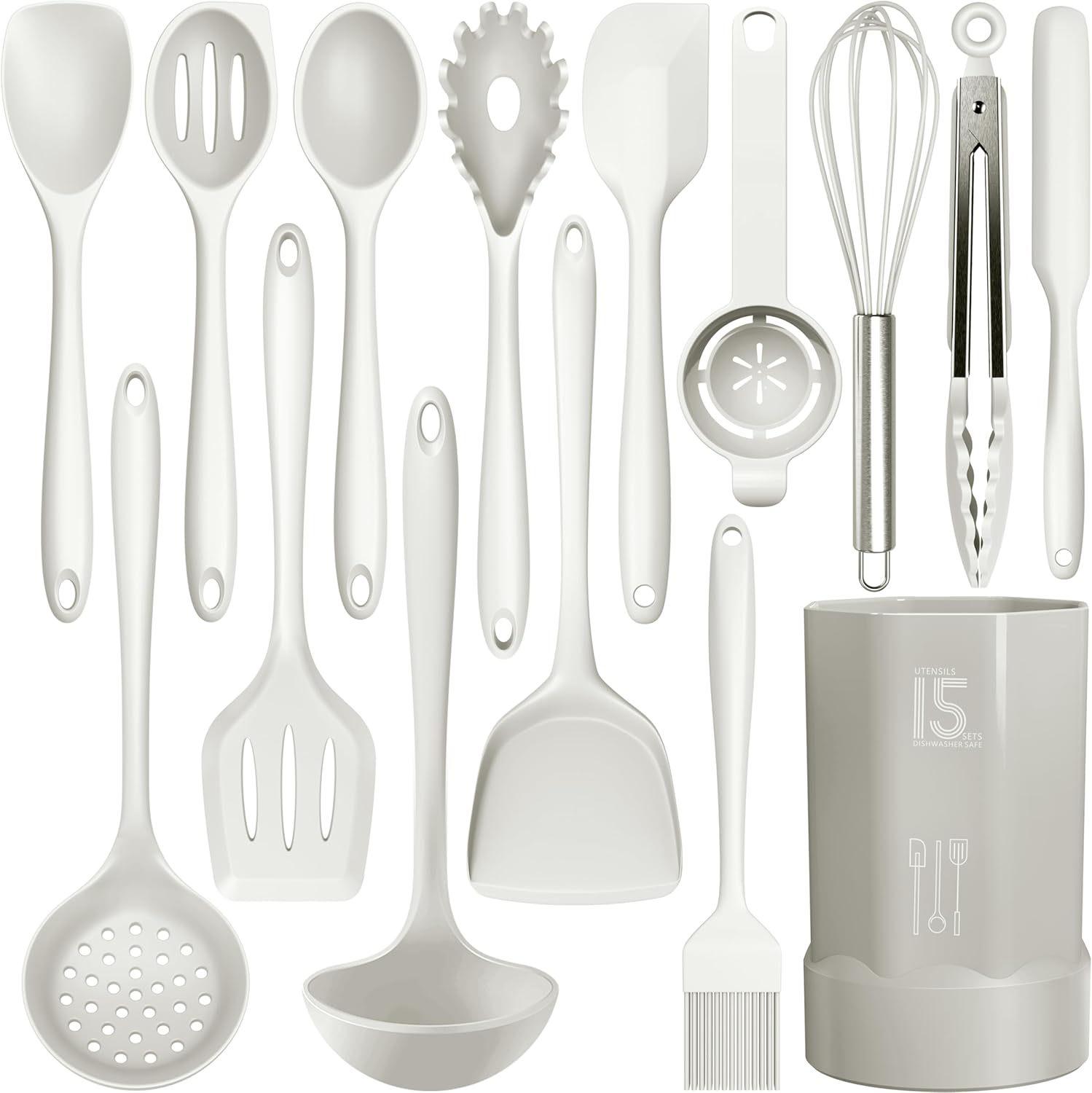 Silicone Cooking Utensils Set – 446°F Heat Resistant Silicone Kitchen Utensils,Spatula,Spoon, Kitchen Utensil Sets Gadgets Tools Set for Nonstick Cookware,Dishwasher Safe Bpa Free (Cream White) Silicone Cooking Utensils Set – 446°F Heat Resistant Silicone Kitchen Utensils,Spatula,Spoon, Kitchen Utensil Sets Gadgets Tools Set for Nonstick Cookware,Dishwasher Safe Bpa Free (Cream White)