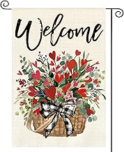 AVOIN colorlife Valentines Day Garden Flag 12x18 Inch Double Sided Outside, Floral Love Hearts Welcome Yard Outdoor Flag