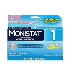 Monistat 1-Day Yeast Infection Treatment for Women 1 Pre-Filled Tioconazole Cream Applicator Fast-Acting Relief for Vaginal Itching