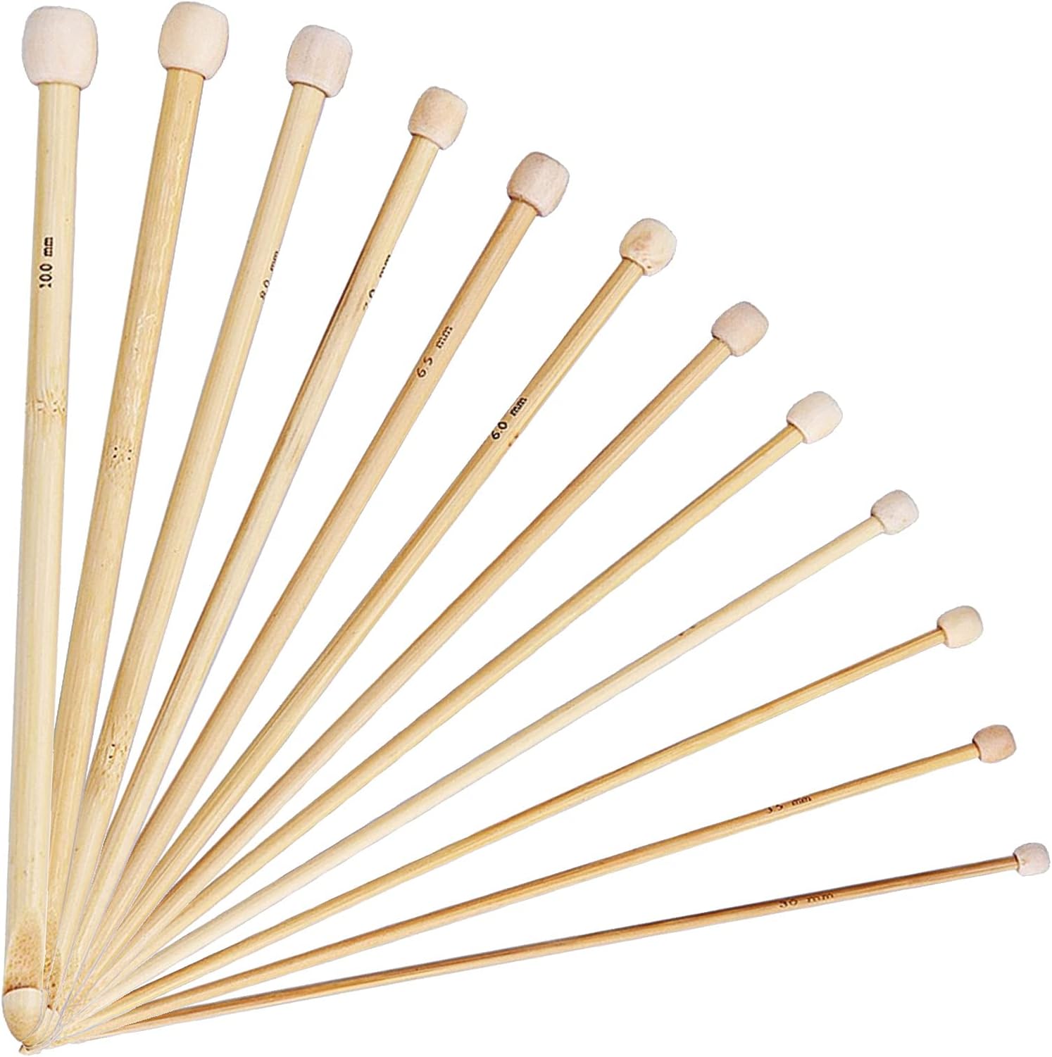 Souarts1 Set Handle Afghan Tunisian Bamboo Crochet Hooks Knit Knitting Needles Kit Single Point US Size 6-15 30cm