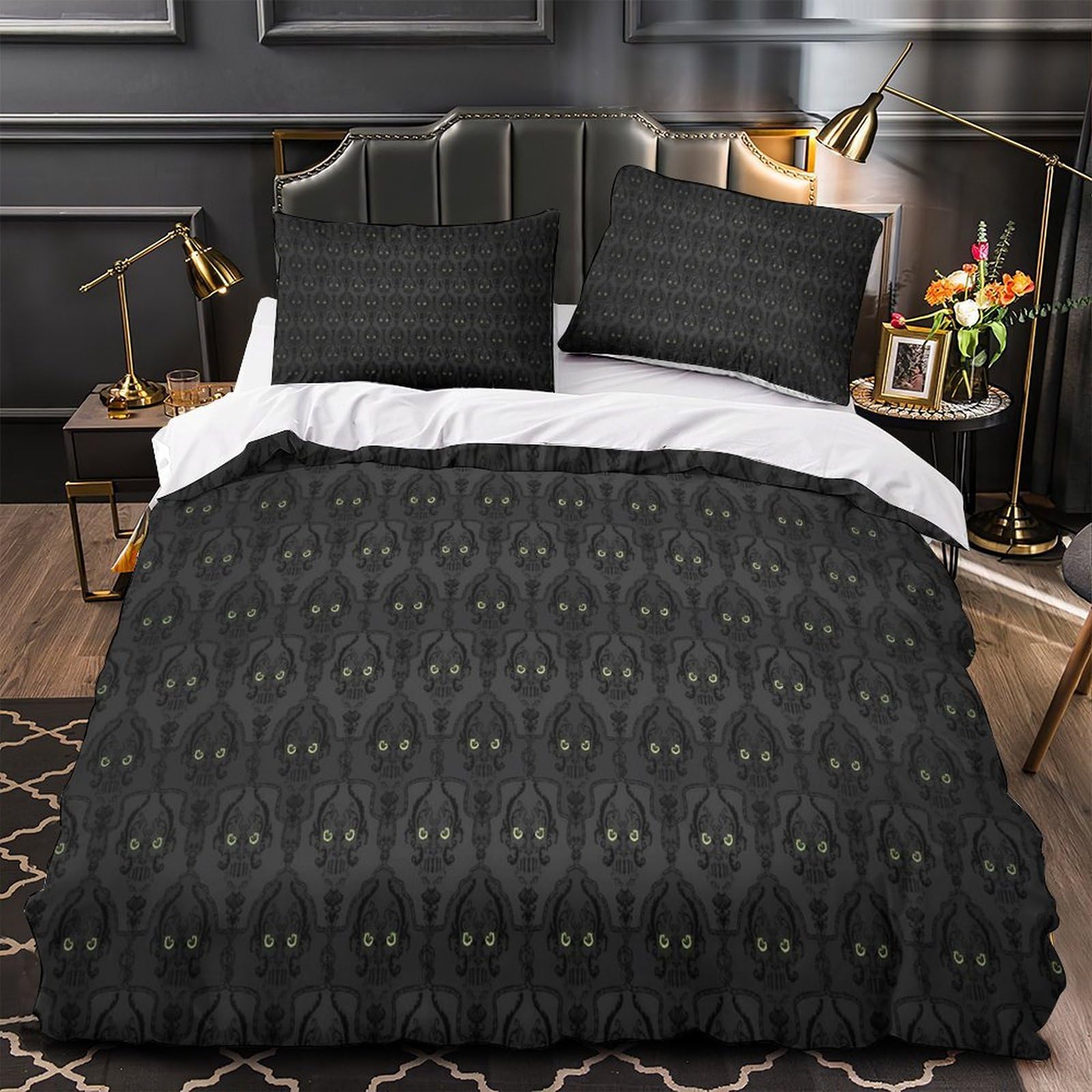 Housse de couette gothique hypoallergénique 220x240cm contre les allergies pour lit deux personnes