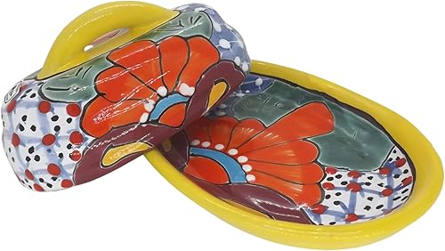 Miniatura 4 de MEXTEQUIL - Cuenco para Mantequilla de Cerámica Talavera con Tapa Pintada a Mano, Auténtica Cerámica Mexicana de Cocina con Diseño Floral (Amarillo)