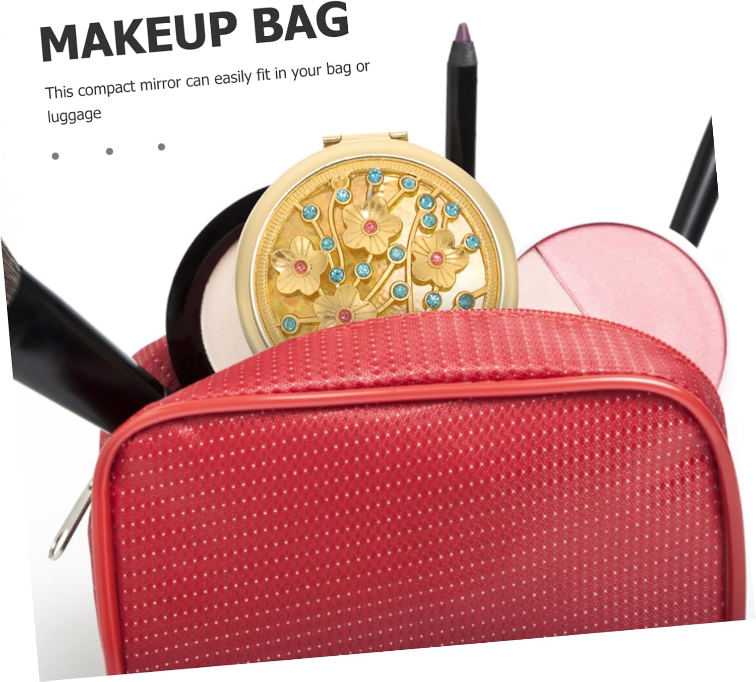 Vaguelly Vintage Gold Folding Handheld Mirror Compact Tiny Makeup Mirror for Travel Portable Decorative Pocket Accessory Gift image 3