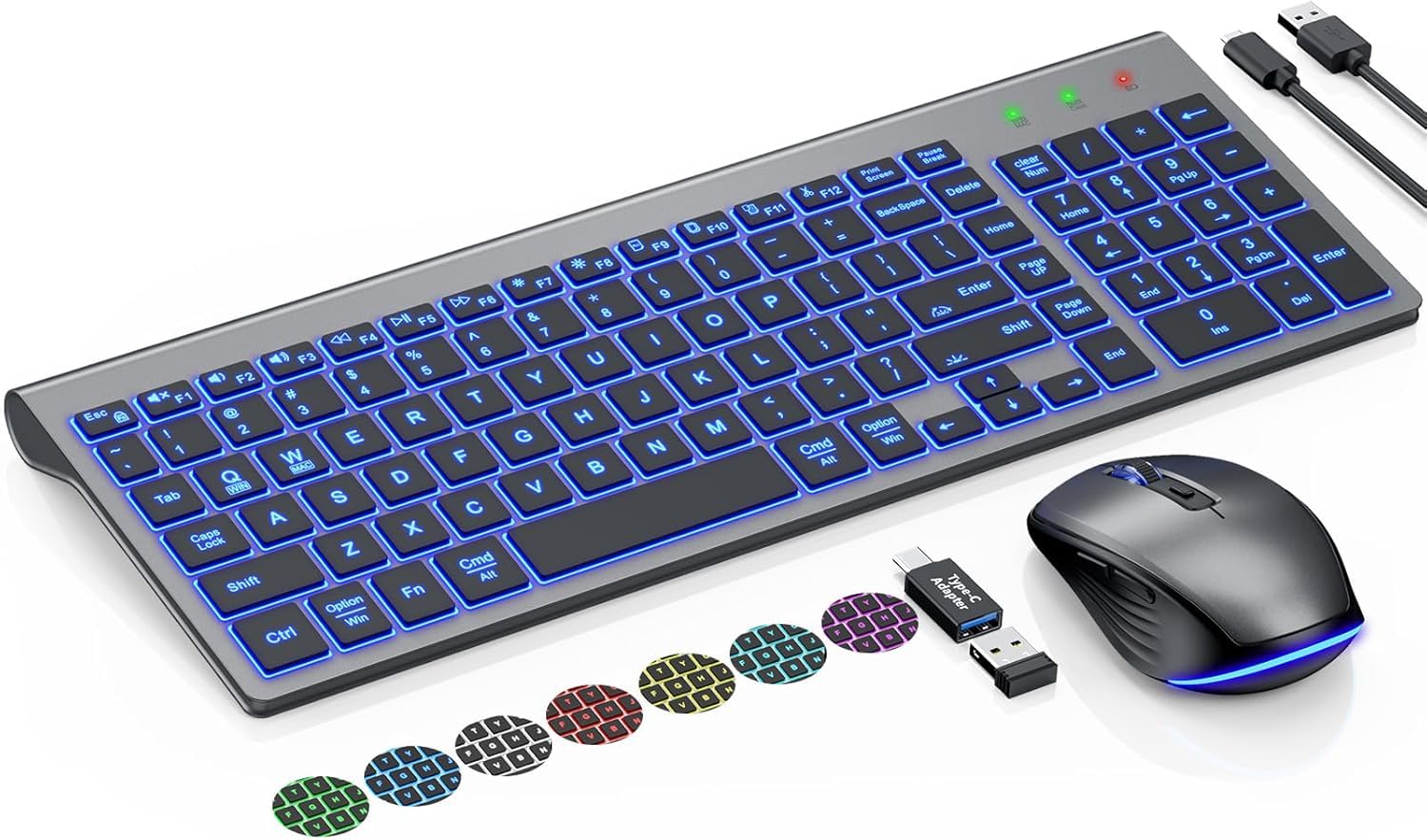 SABLUTE Backlit Wireless Keyboard and Mouse