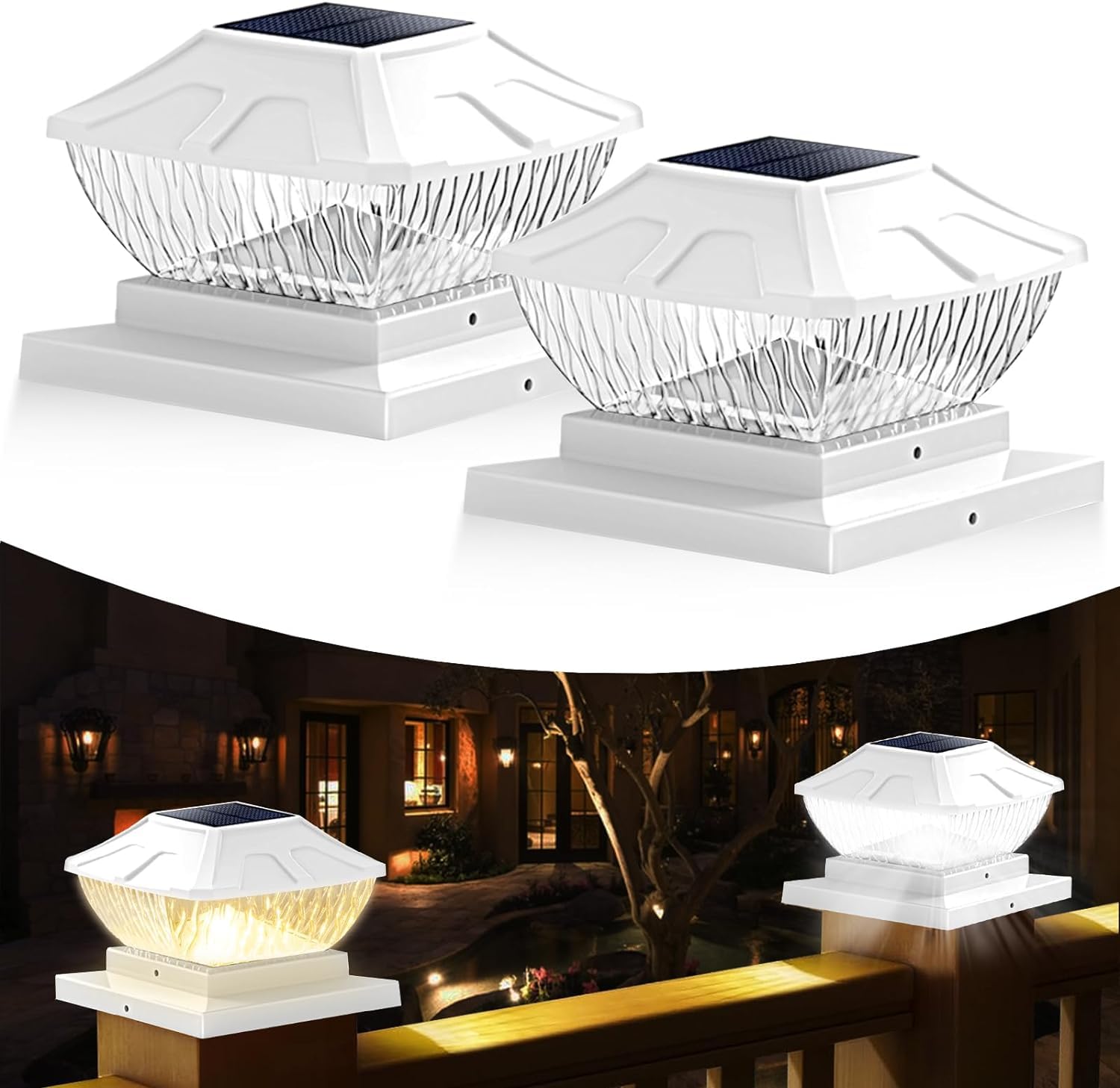 Garden Art Acrylic New Imported (Pack of 2) Solar Cap Lights Outdoor, 2 Mode Bright Solar Lights Waterproof Fence Post Cap Lights, Outdoor Lights Gaxltd5090