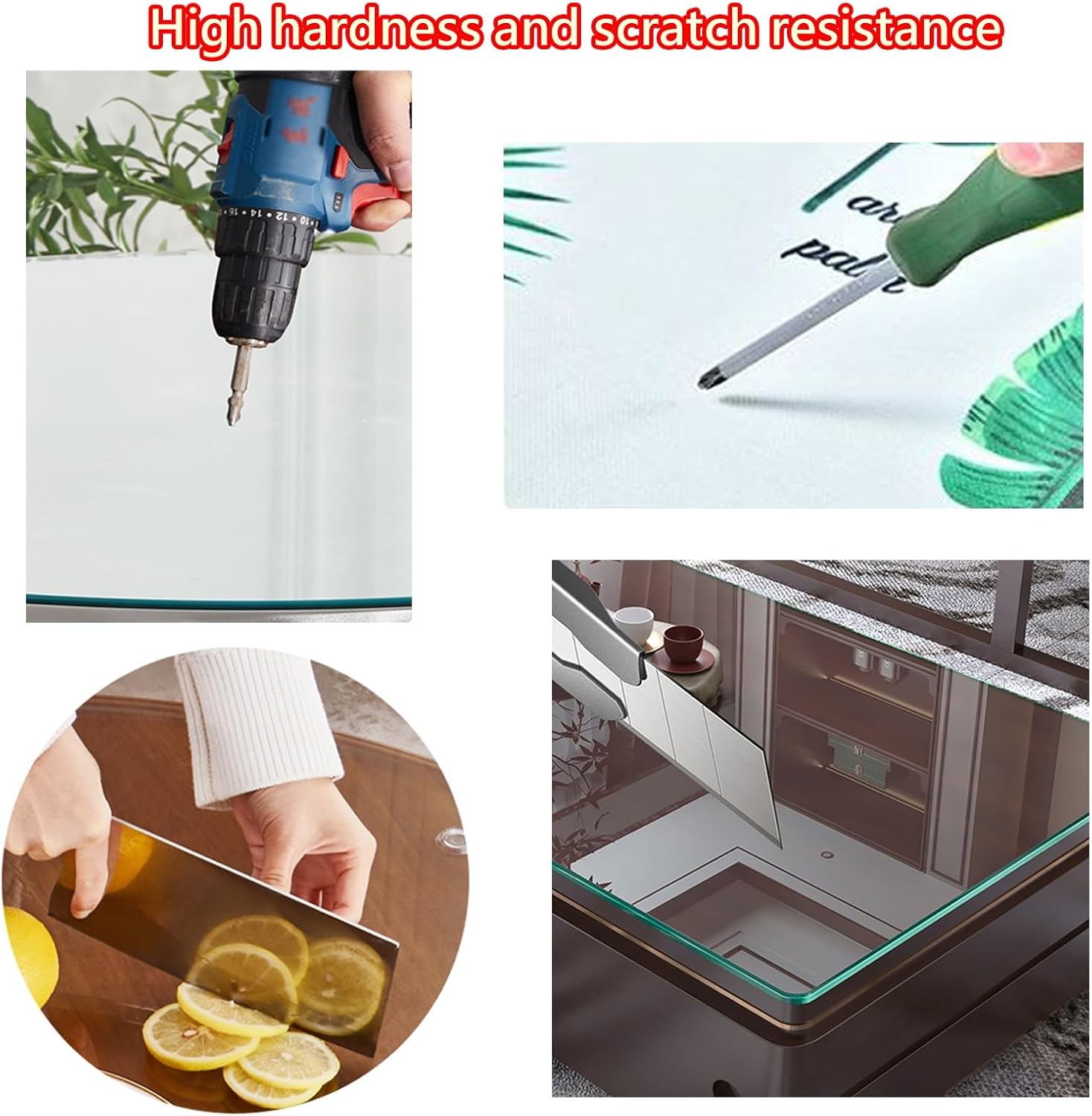 Round Transparent Table Surface, Round Tempered Glass Table Top, with Pencil Polished Edge, for Furniture Protection Patio Dining Coffee End Tables.(44CM(17.3IN))