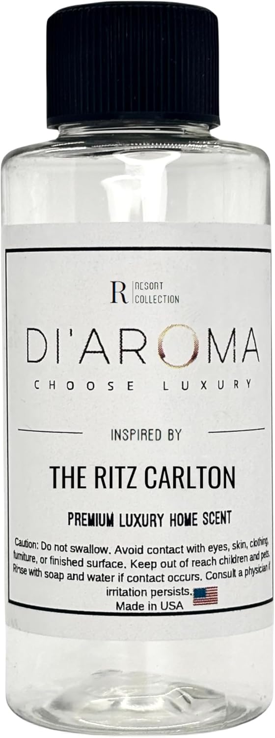 Di'Aroma Plug in Waterless Diffuser White with 60ml The Ritz Carlton Aroma Oil - Waterless Diffuser for Essential Oil, Wall Plug in- Up to 500 Sq.Ft | Essential Oil Aromatherapy Diffuser White