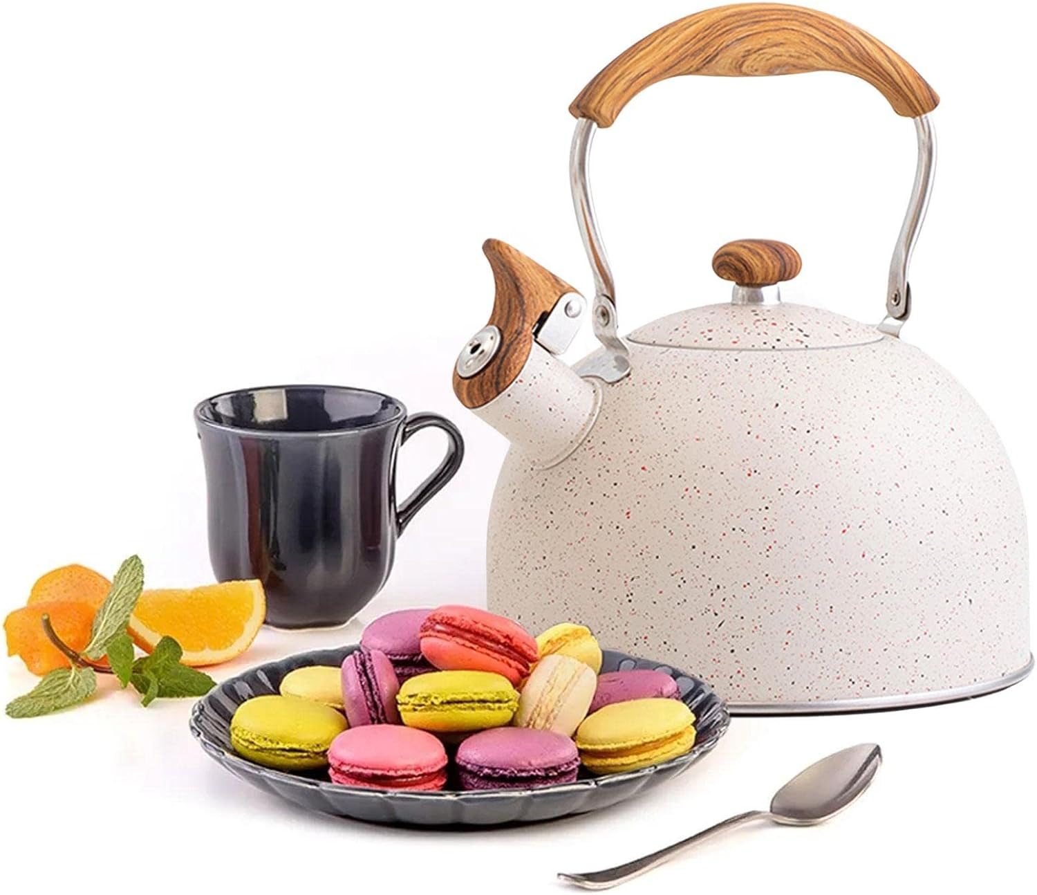 ホイッスルケトル やかん ティーポット 笛吹きケトル 2 5 L 大容量 高速沸騰 ステンレス製 頑丈 防錆 木製ハンドル付き 耐熱 火傷防止 大音量 聞きやすい 快適に使用 広口 開閉 清潔簡単 多種類熱源対応 家庭用 湯沸かし器 音鳴りやかん ティーケトル オシャレ かわいい