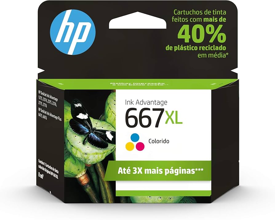 Cartucho HP 667XL(8,5 ml) Colorido (3YM80AB) Para HP Deskjet 2376