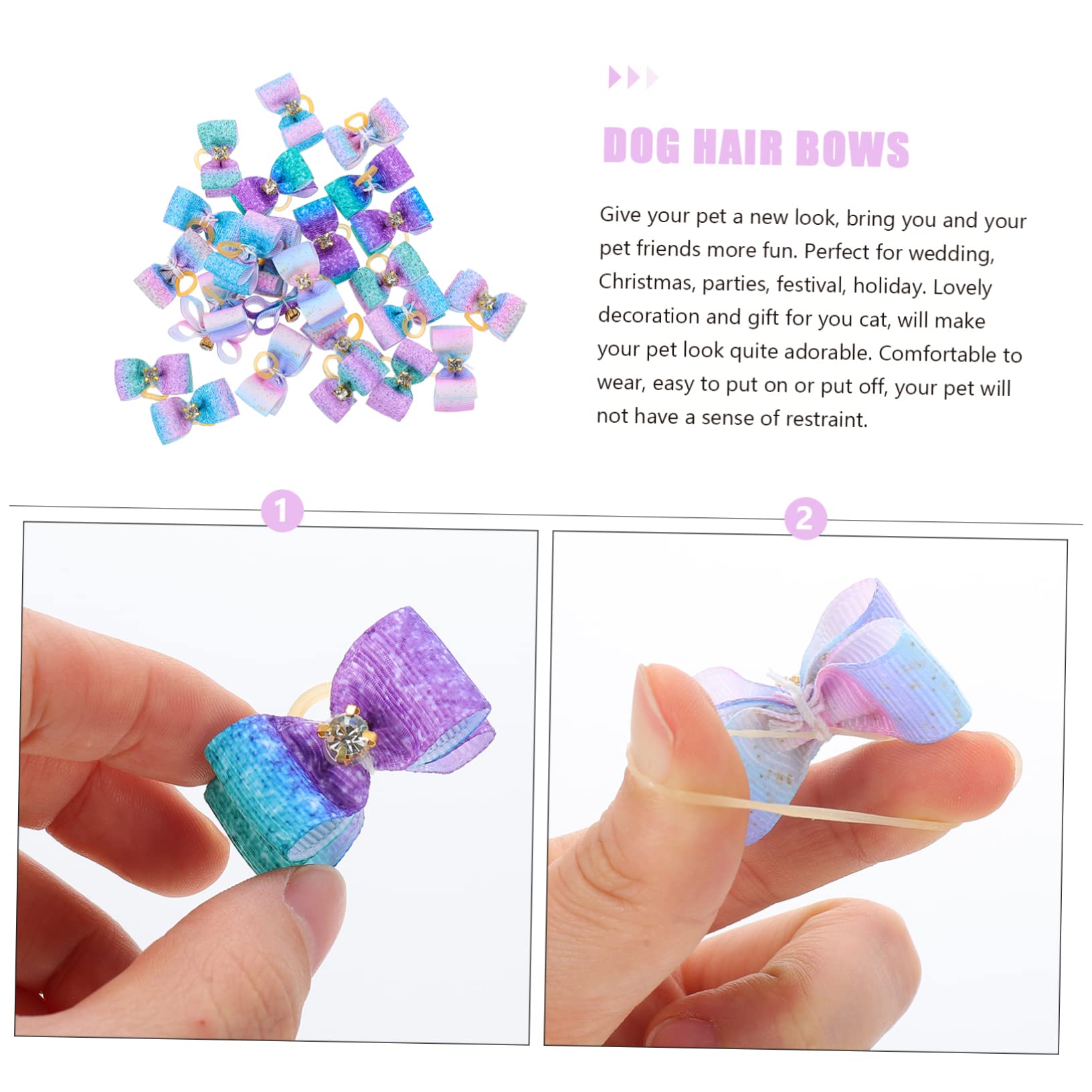 INOOMP 125 Piezas Flor de Cabeza de Mascota Perros Accesorios decoración para Mascotas Arcos de Pinzas para el Pelo de Mascotas Lazo de Pelo de Tocado de Mascota Venda