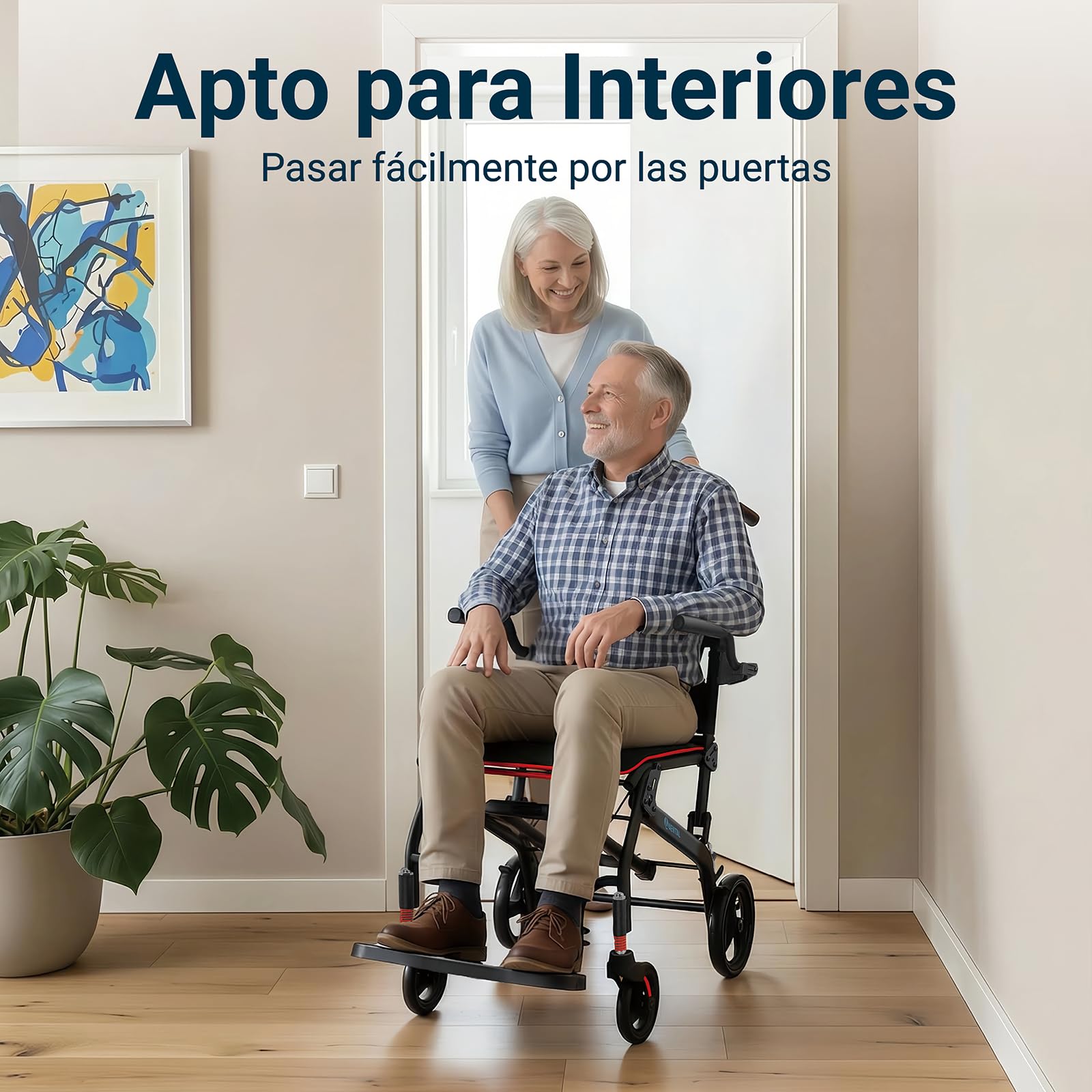 Silla de Ruedas Plegable Ligera Silla de Ruedas de Tránsito, Silla de Ruedas Estrecha para Casa y Exterior para mayores e minusválidos con Freno Manual (Negro)
