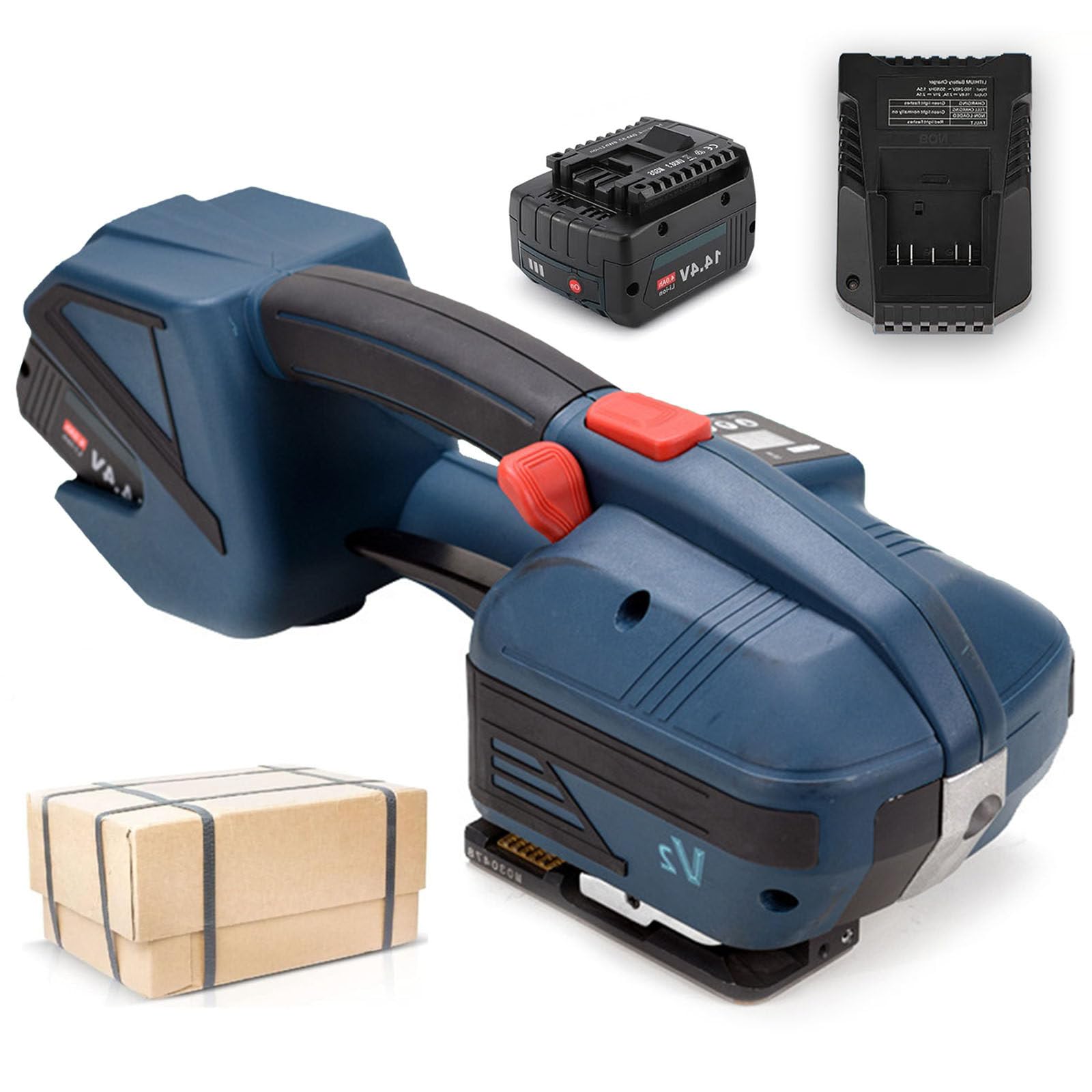 Reggiatrice Elettrica per Regge in PP e Pet, Tendireggia Automatica Portatile, Alimentata a Batteria da 4000mAh, Kit Tenditore per Imballaggio per Box Pallet