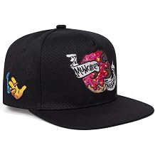 Donut Embroidered Hip Hop Cap, Adjustable Street Style Flat Brim Cap, Casual Trendy Hat