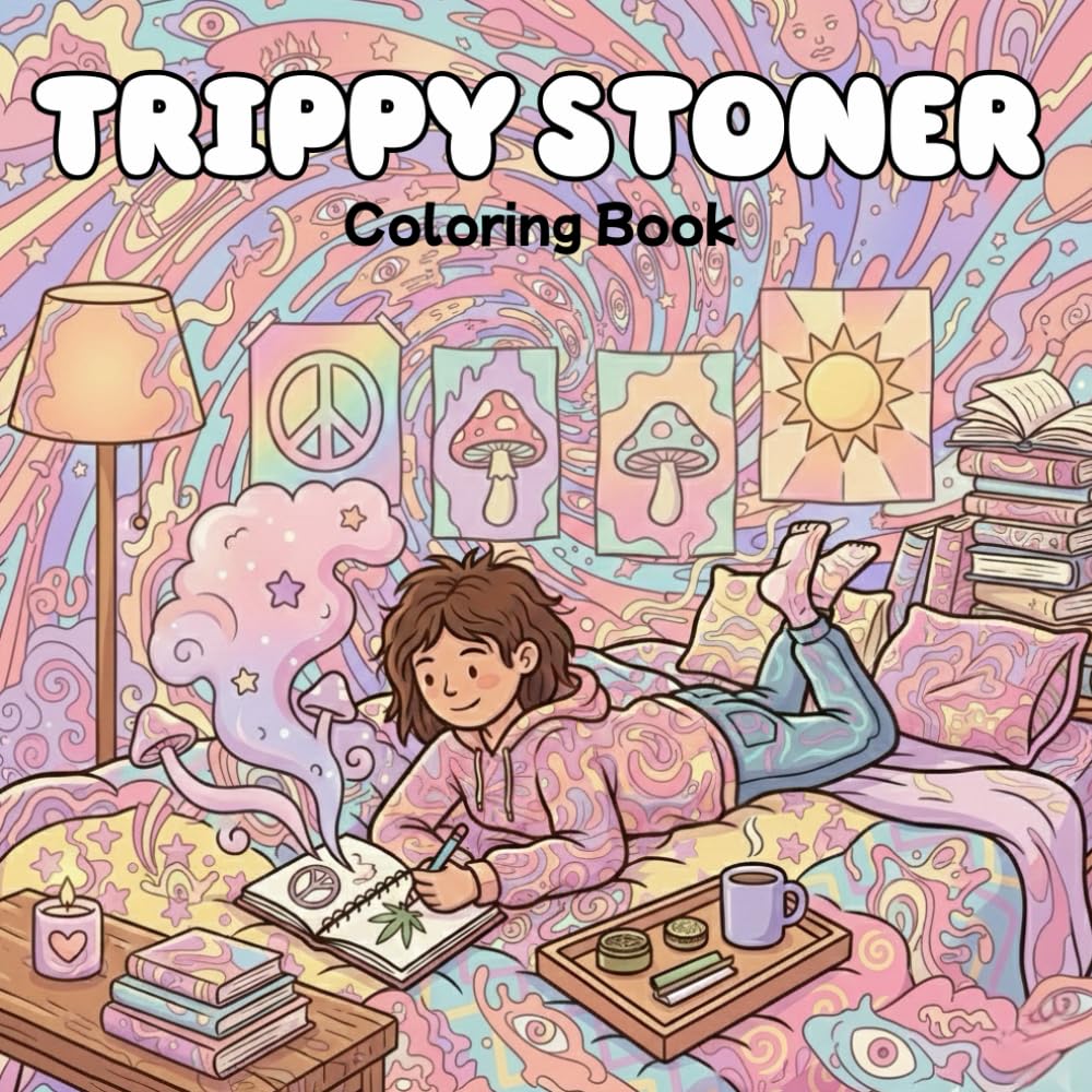 Trippy Stoner Coloring Book: Psychedelic and Relaxing Coloring Pages for Adults and Teens, Bold Line Art Inspired by Trippy Vibes and Stoner Culture